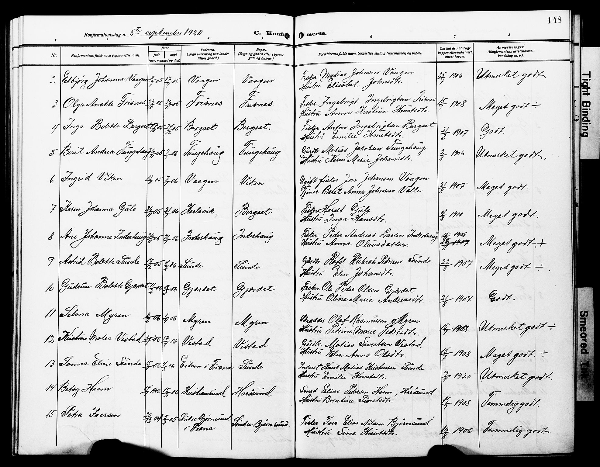 Ministerialprotokoller, klokkerbøker og fødselsregistre - Møre og Romsdal, SAT/A-1454/566/L0774: Parish register (copy) no. 566C03, 1910-1929, p. 148