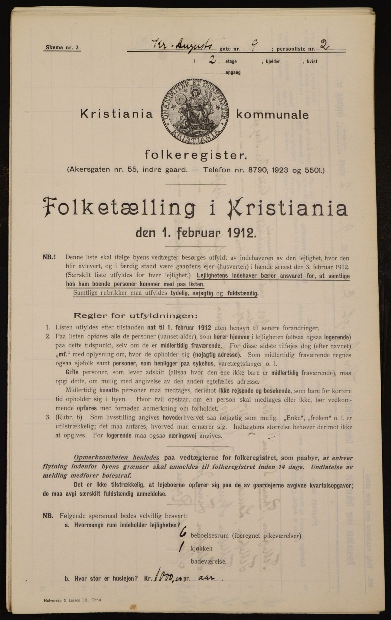 OBA, Municipal Census 1912 for Kristiania, 1912, p. 54250