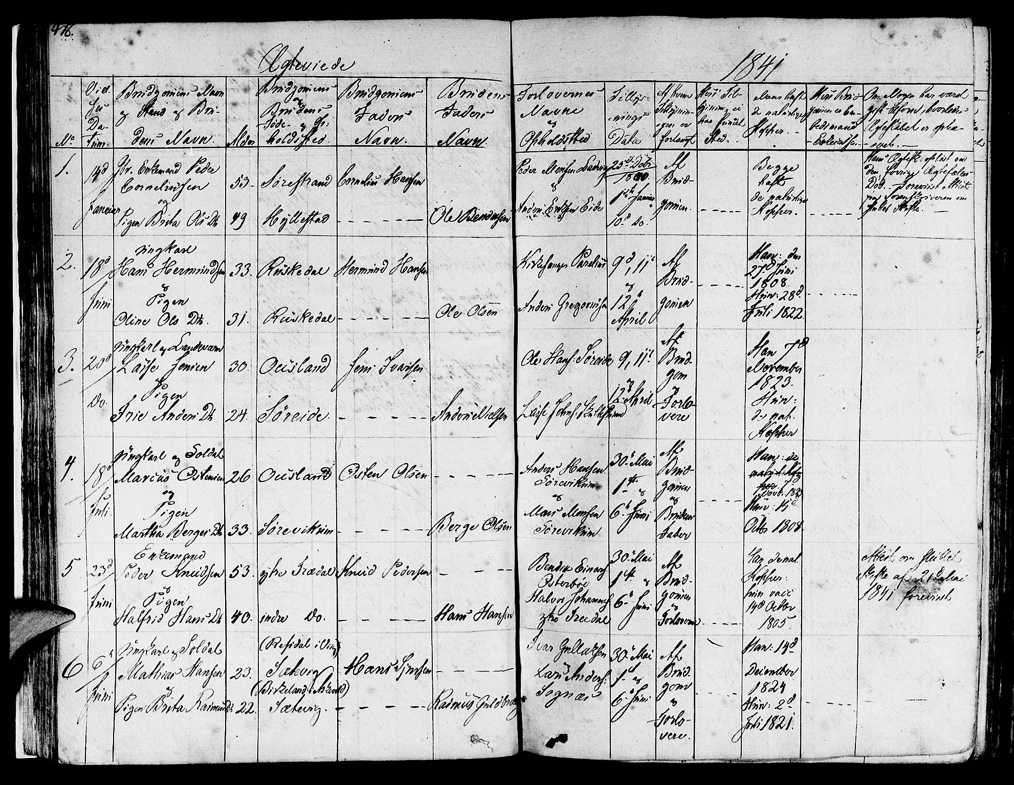 Lavik sokneprestembete, SAB/A-80901: Parish register (official) no. A 2II, 1821-1842, p. 416