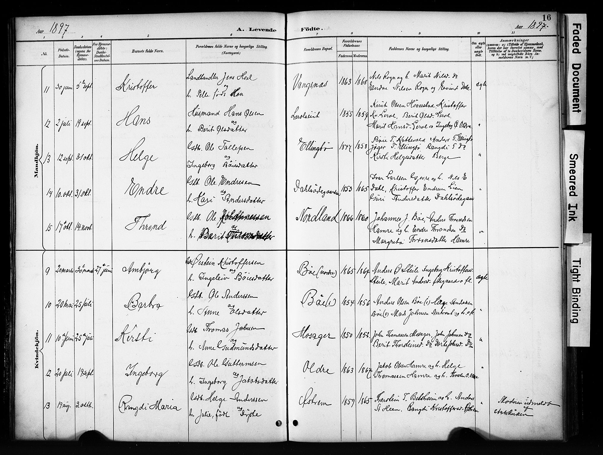 Vang prestekontor, Valdres, SAH/PREST-140/H/Hb/L0006: Parish register (copy) no. 6, 1893-1918, p. 16