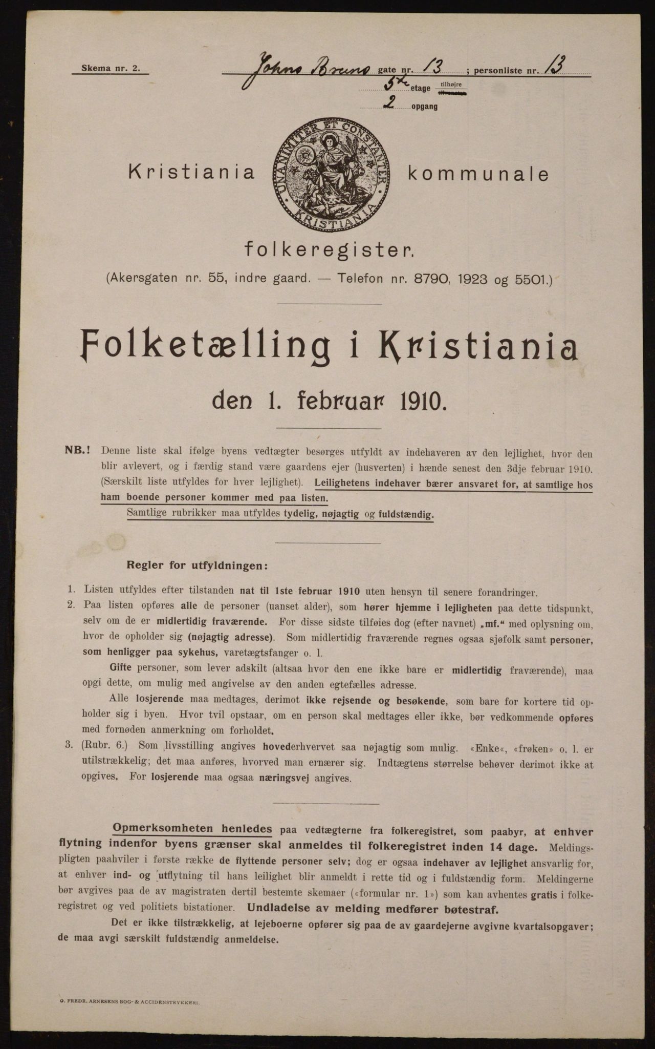 OBA, Municipal Census 1910 for Kristiania, 1910, p. 45818