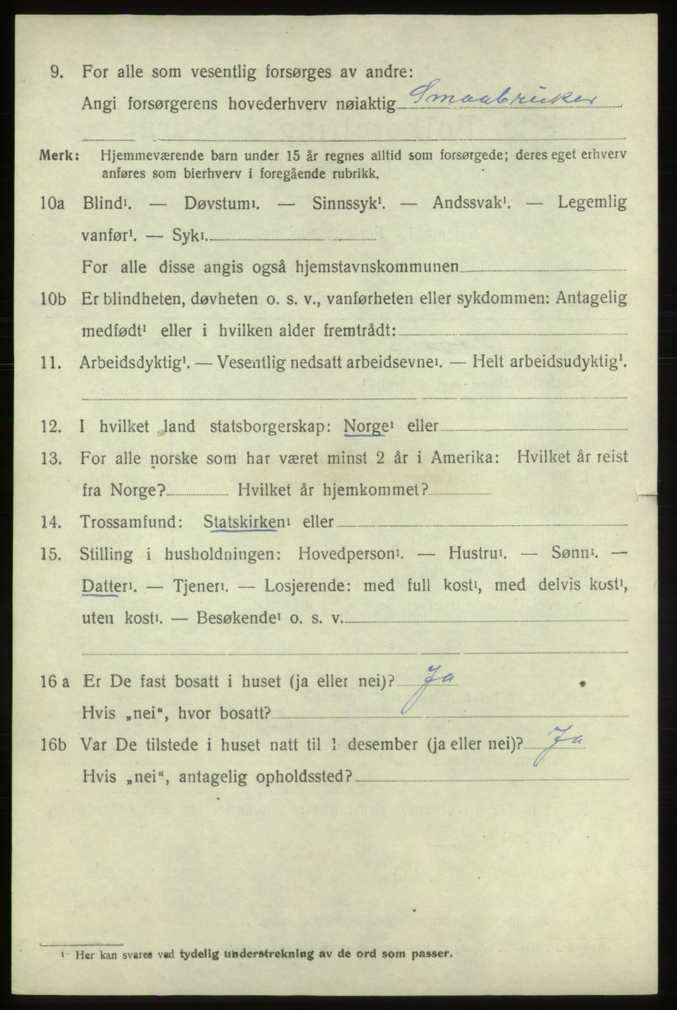 SAB, 1920 census for Valestrand, 1920, p. 1248