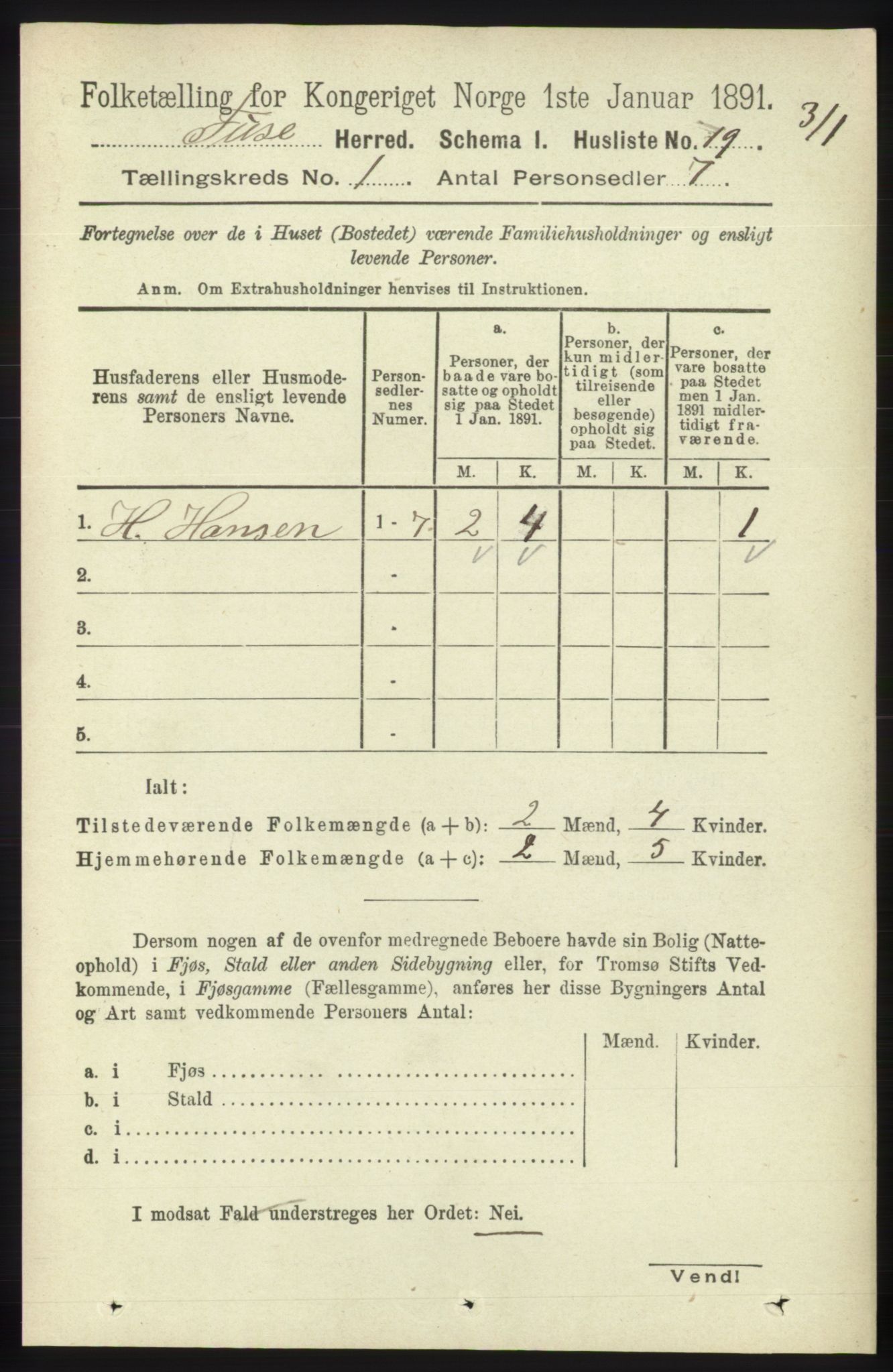 RA, 1891 census for 1241 Fusa, 1891, p. 60