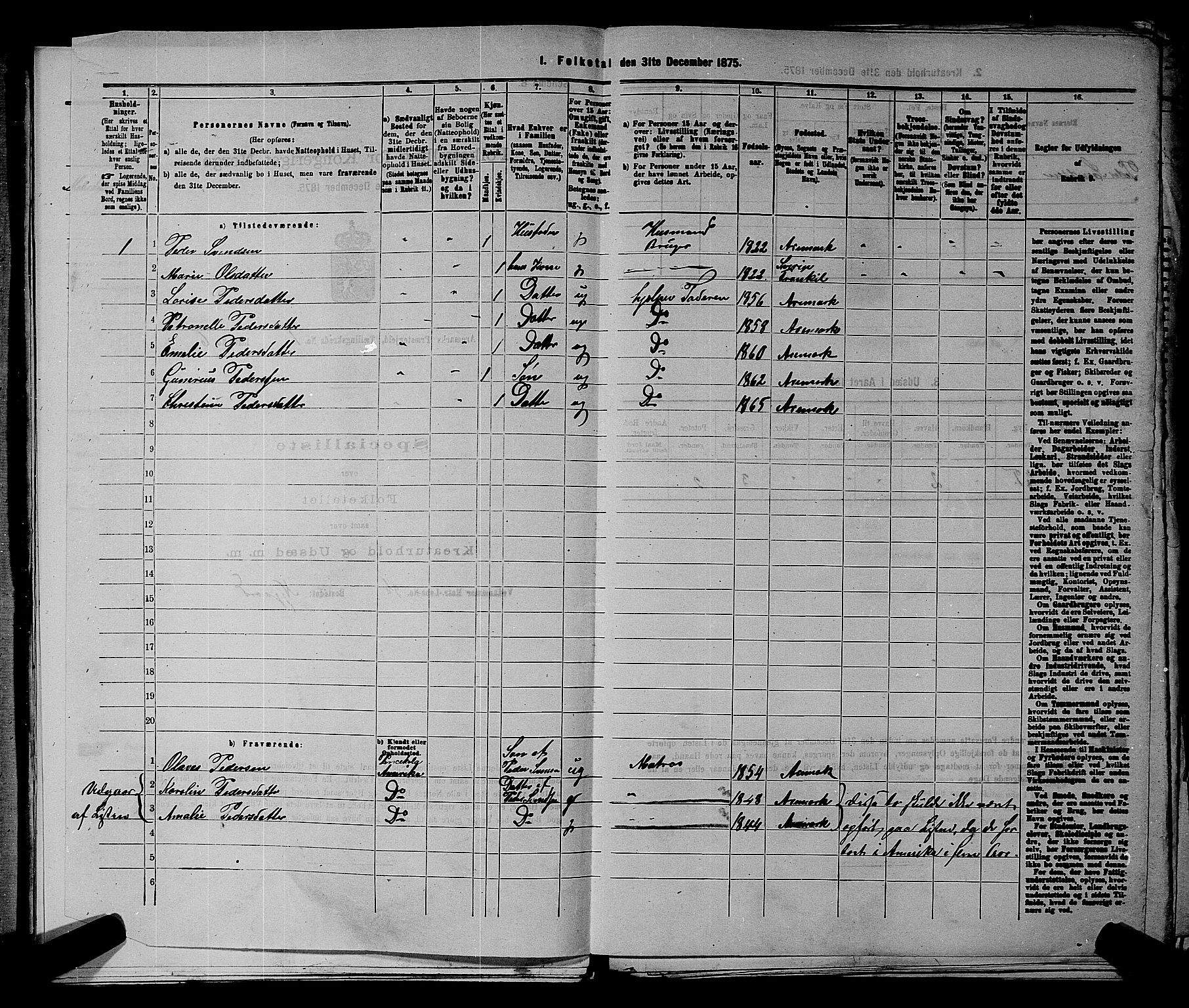RA, 1875 census for 0118P Aremark, 1875, p. 75