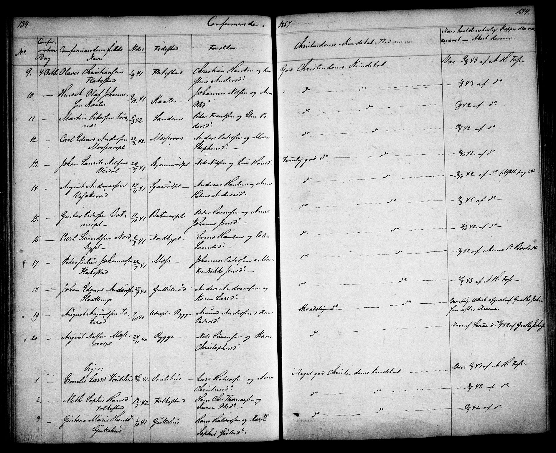 Våler prestekontor Kirkebøker, AV/SAO-A-11083/F/Fa/L0006: Parish register (official) no. I 6, 1840-1861, p. 134