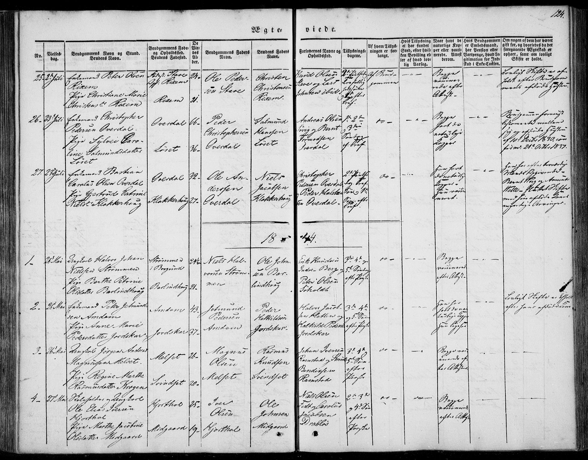 Ministerialprotokoller, klokkerbøker og fødselsregistre - Møre og Romsdal, SAT/A-1454/522/L0312: Parish register (official) no. 522A07, 1843-1851, p. 124