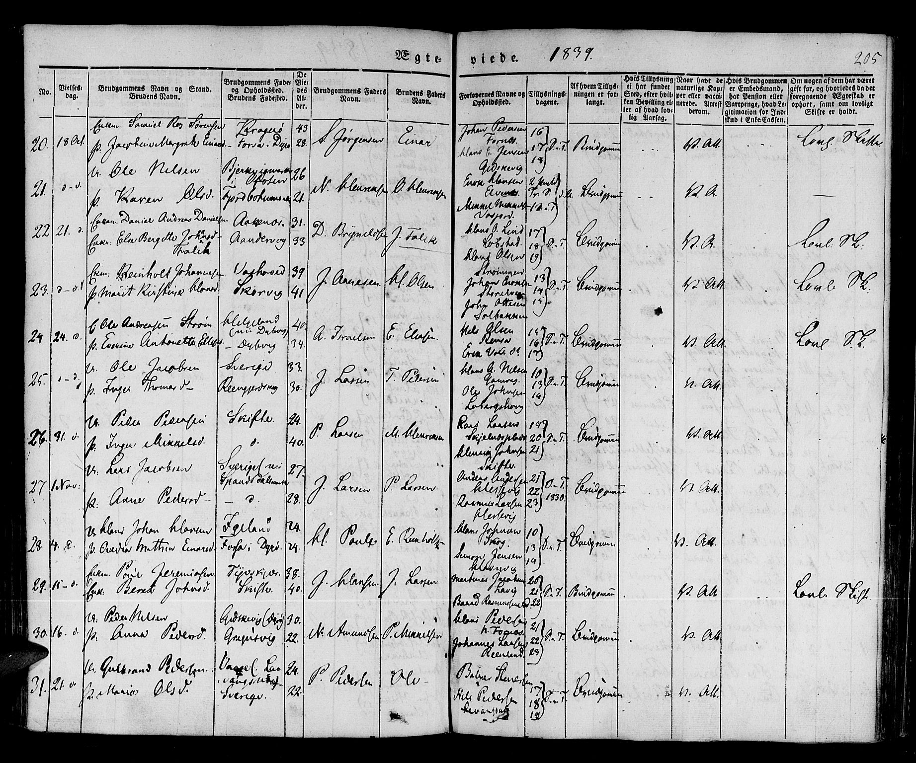 Ibestad sokneprestembete, SATØ/S-0077/H/Ha/Haa/L0006kirke: Parish register (official) no. 6, 1837-1850, p. 205