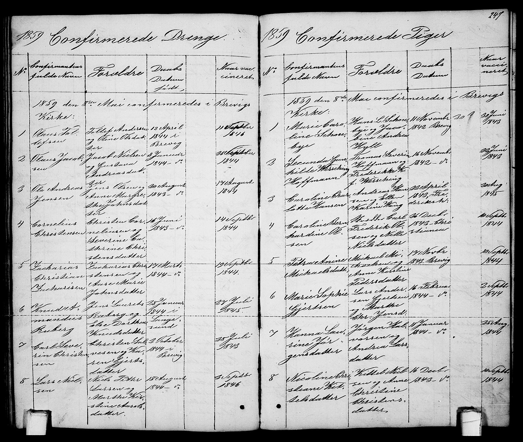 Brevik kirkebøker, SAKO/A-255/G/Ga/L0002: Parish register (copy) no. 2, 1846-1865, p. 247