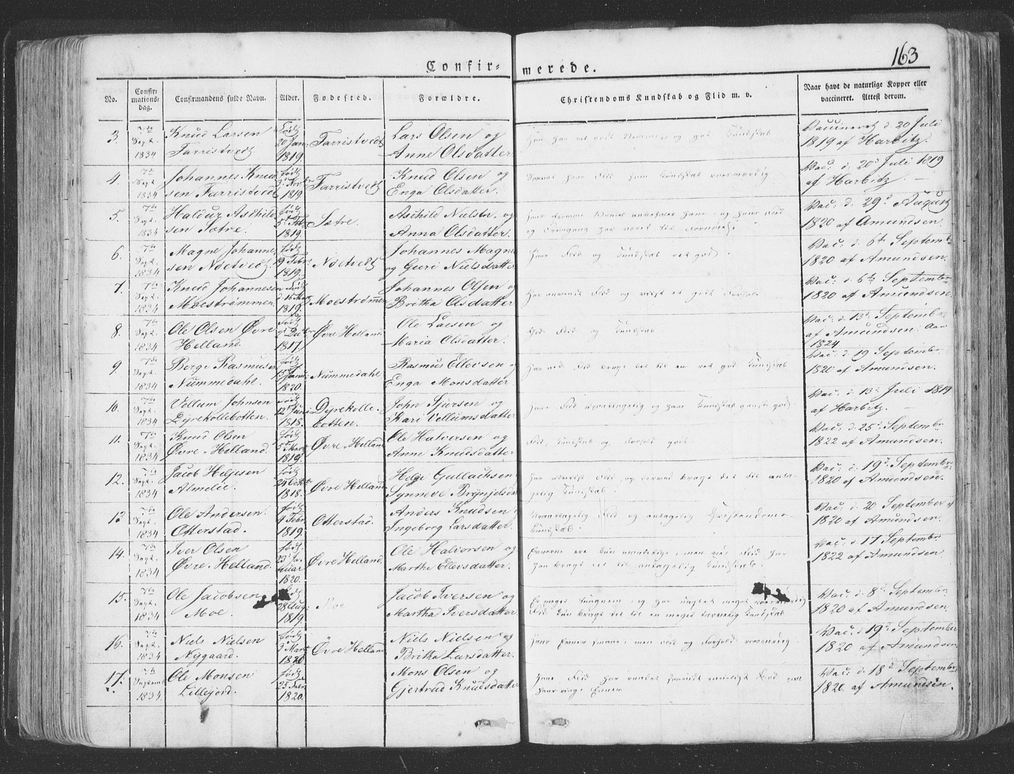 Hosanger sokneprestembete, AV/SAB-A-75801/H/Haa: Parish register (official) no. A 6, 1824-1835, p. 163