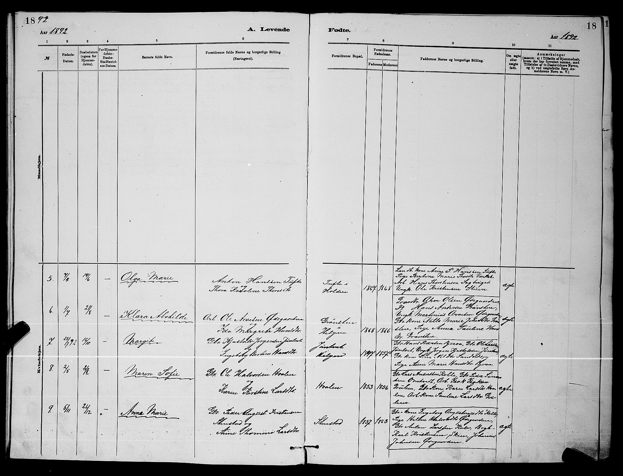 Holla kirkebøker, SAKO/A-272/G/Gb/L0001: Parish register (copy) no. II 1, 1882-1897, p. 18