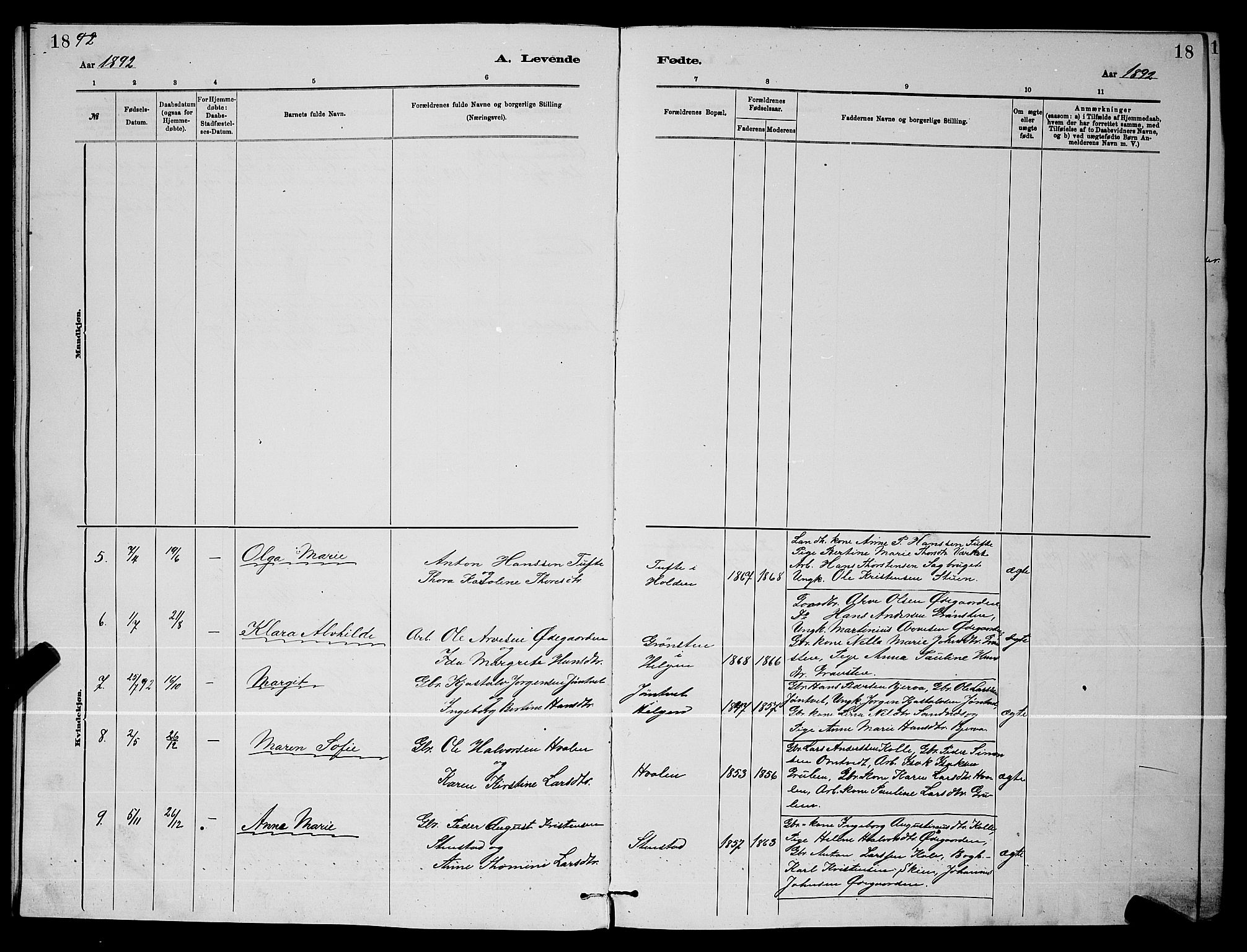 Holla kirkebøker, AV/SAKO-A-272/G/Gb/L0001: Parish register (copy) no. II 1, 1882-1897, p. 18