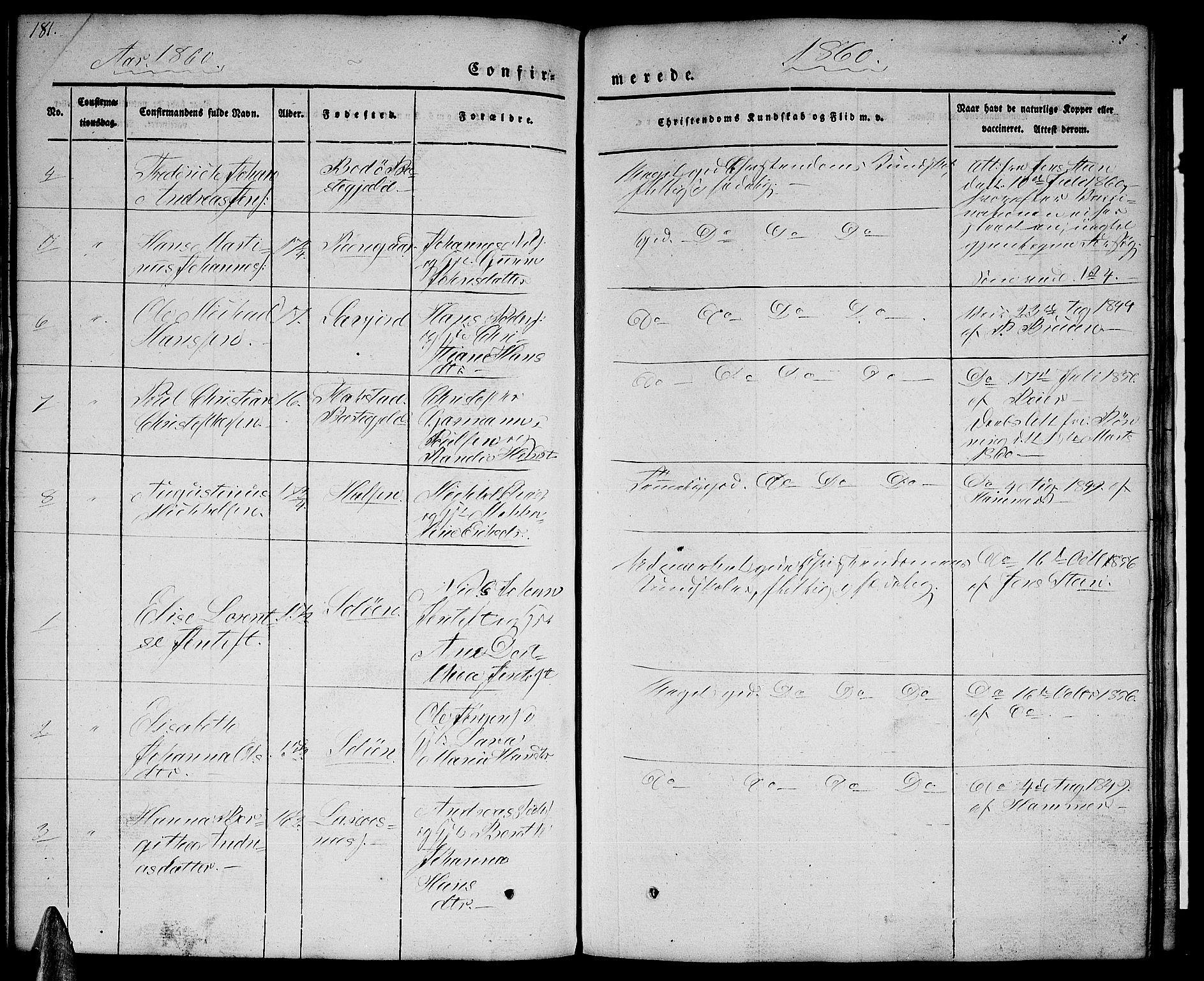 Ministerialprotokoller, klokkerbøker og fødselsregistre - Nordland, AV/SAT-A-1459/846/L0652: Parish register (copy) no. 846C02, 1841-1871, p. 181