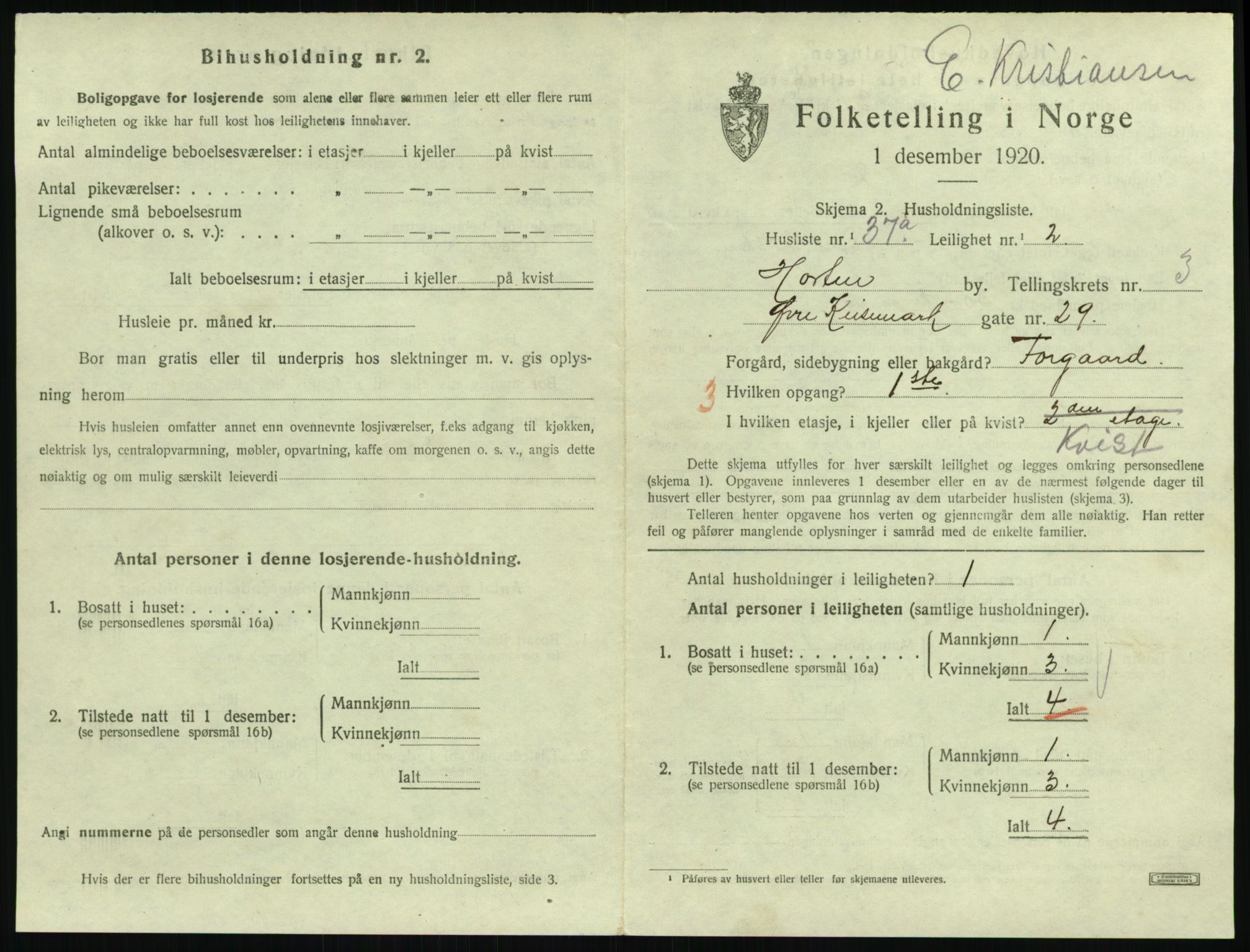 SAKO, 1920 census for Horten, 1920, p. 4249