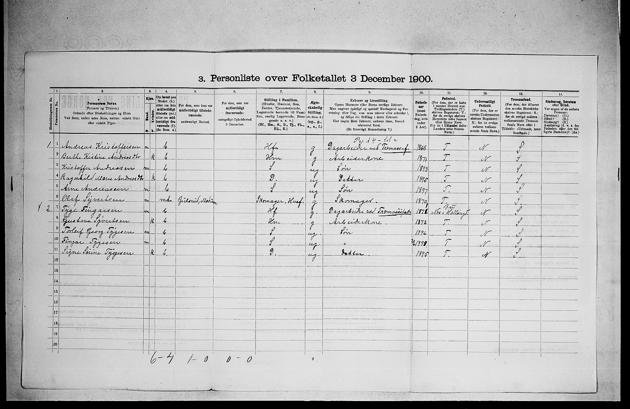 RA, 1900 census for Modum, 1900, p. 995