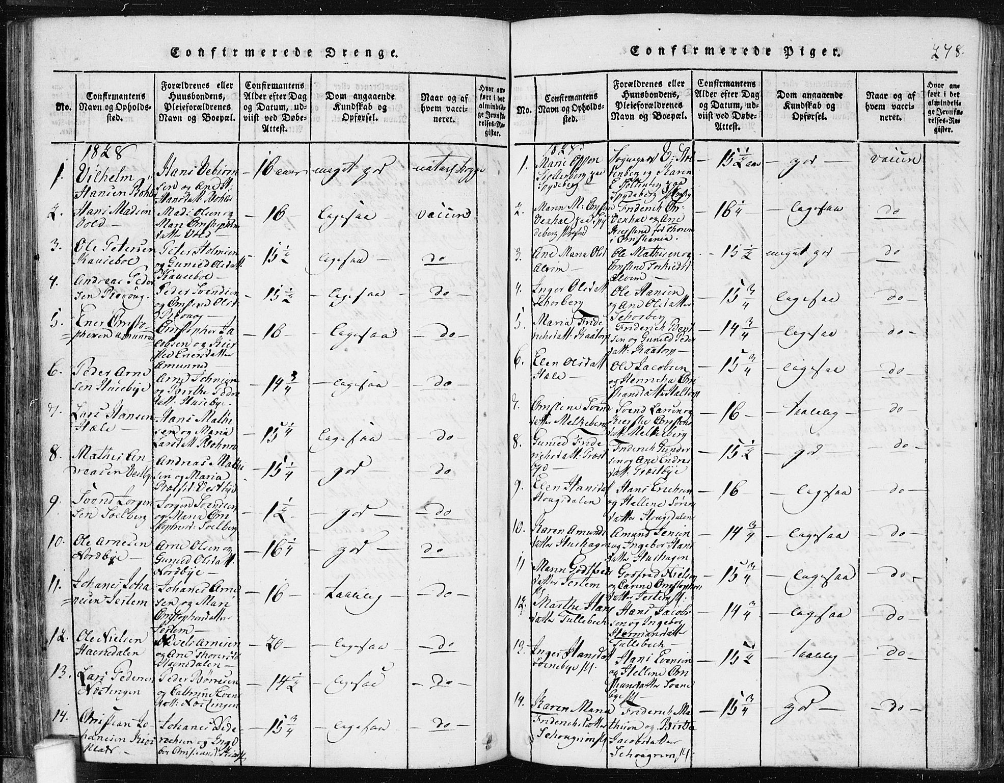 Spydeberg prestekontor Kirkebøker, AV/SAO-A-10924/F/Fa/L0004: Parish register (official) no. I 4, 1814-1841, p. 278