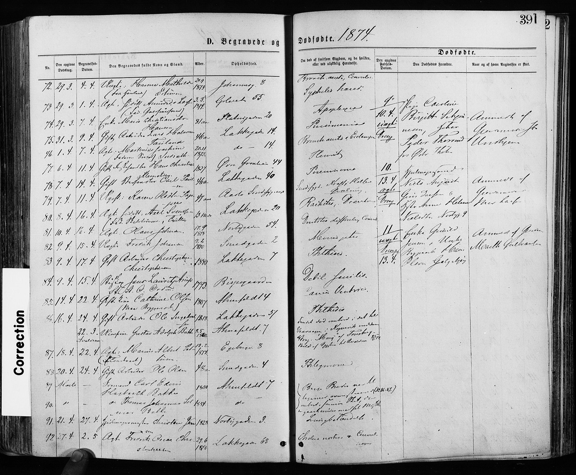 Grønland prestekontor Kirkebøker, SAO/A-10848/F/Fa/L0005: Parish register (official) no. 5, 1869-1880, p. 391