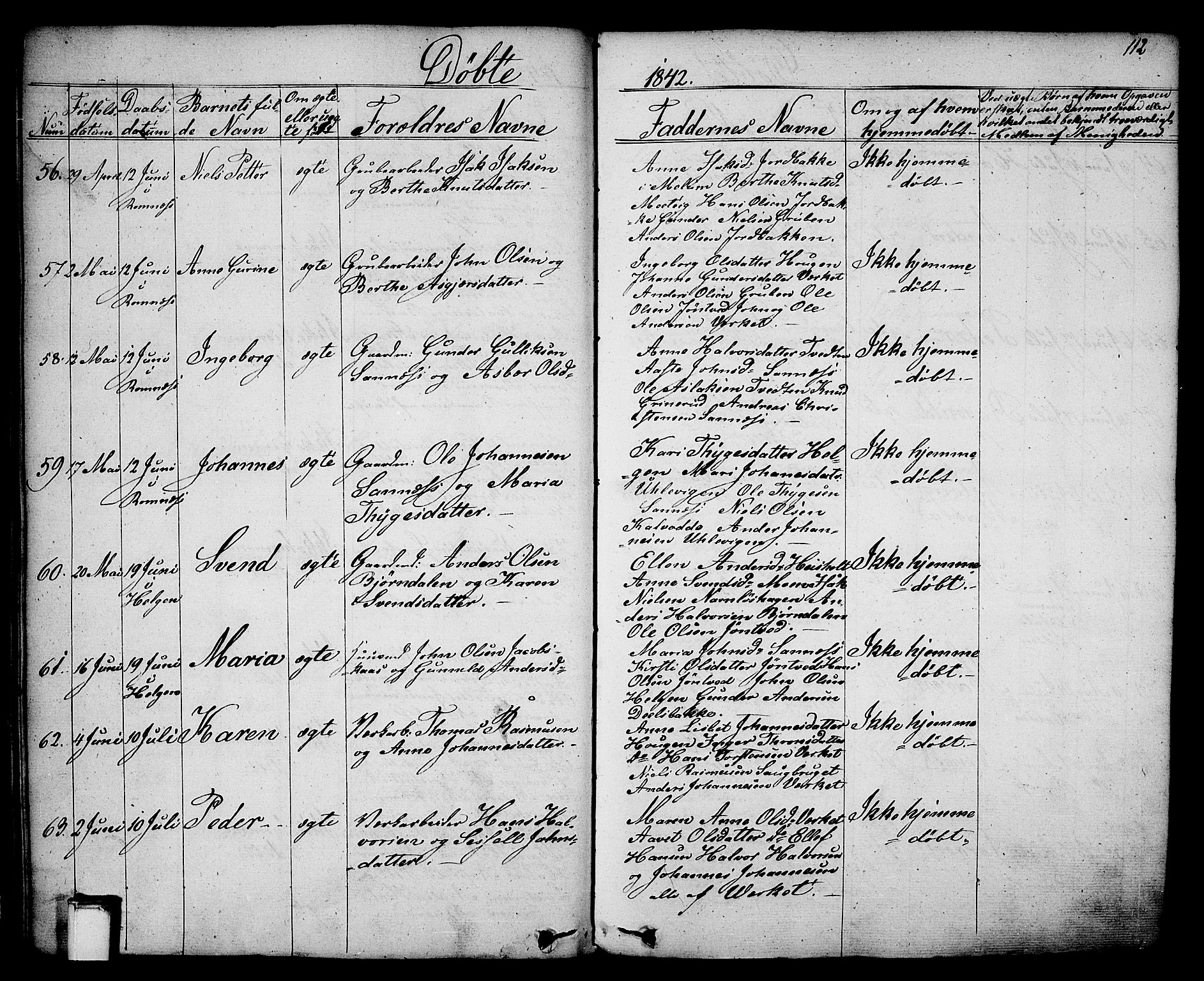 Holla kirkebøker, SAKO/A-272/F/Fa/L0004: Parish register (official) no. 4, 1830-1848, p. 112