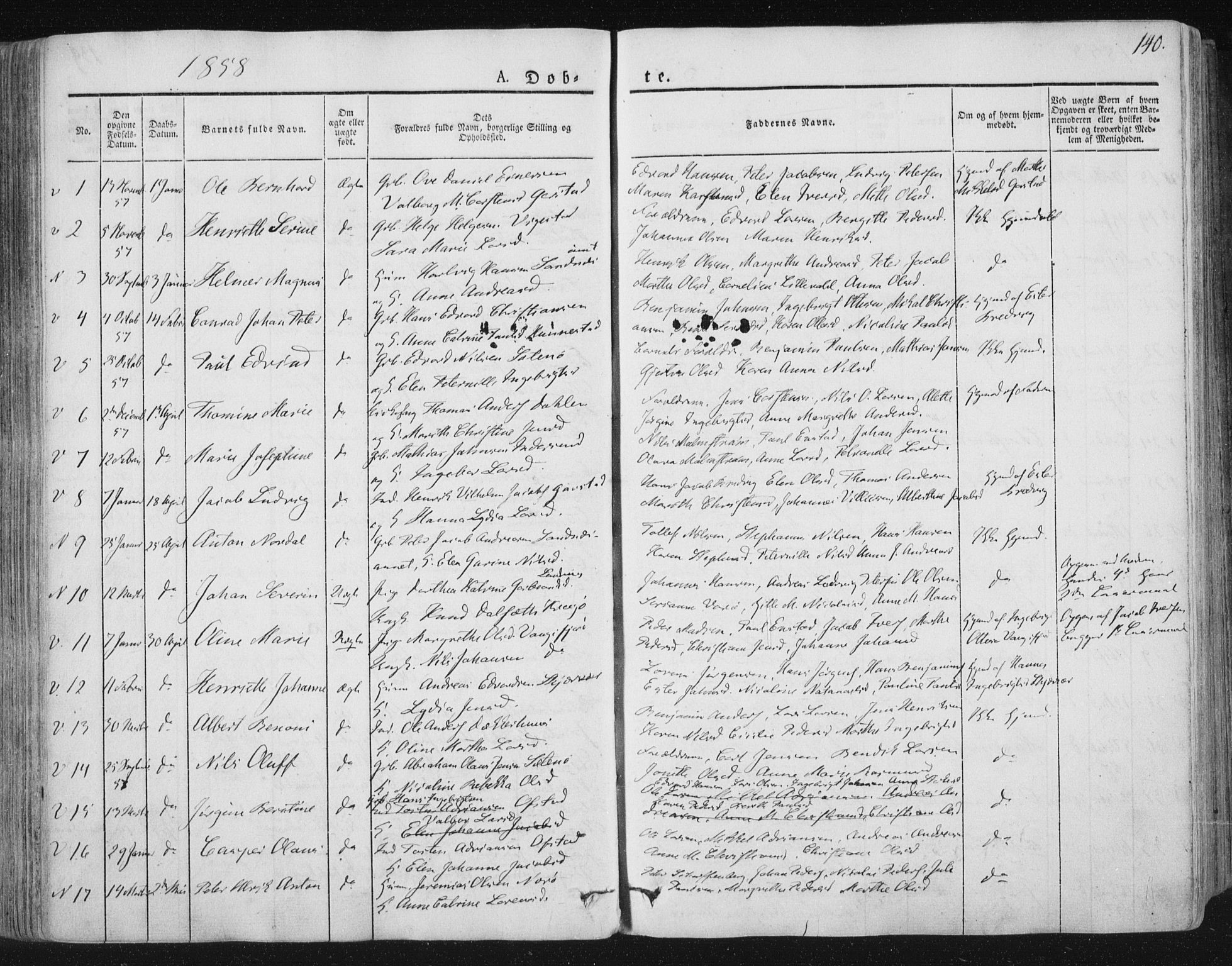 Ministerialprotokoller, klokkerbøker og fødselsregistre - Nord-Trøndelag, SAT/A-1458/784/L0669: Parish register (official) no. 784A04, 1829-1859, p. 140