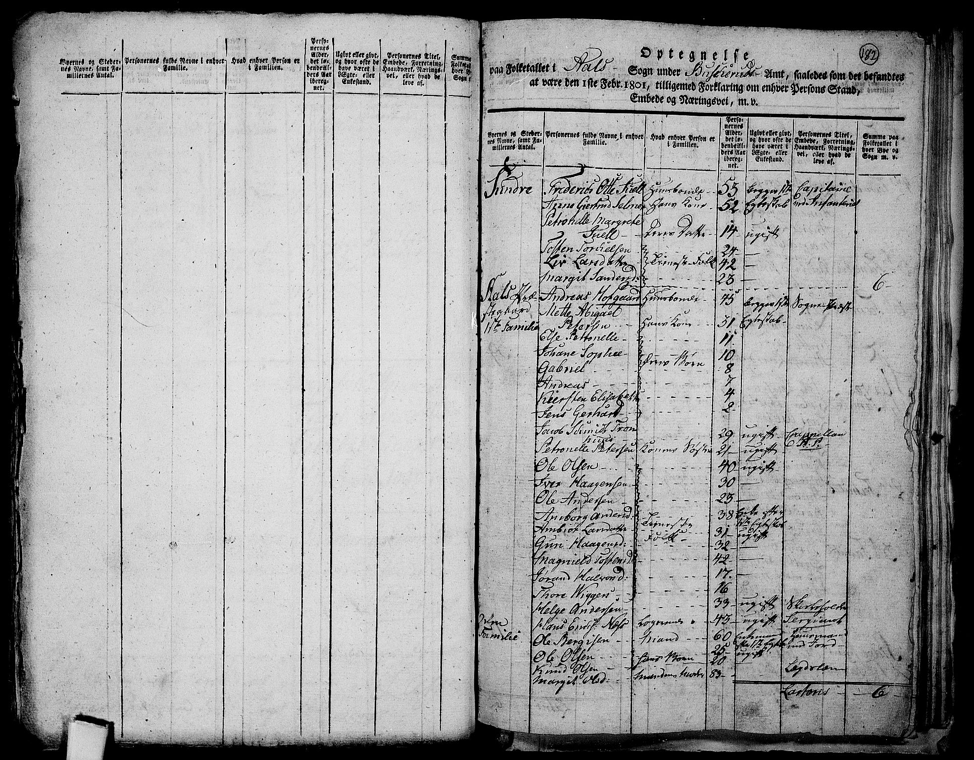 RA, 1801 census for 0619P Ål, 1801, p. 181b-182a