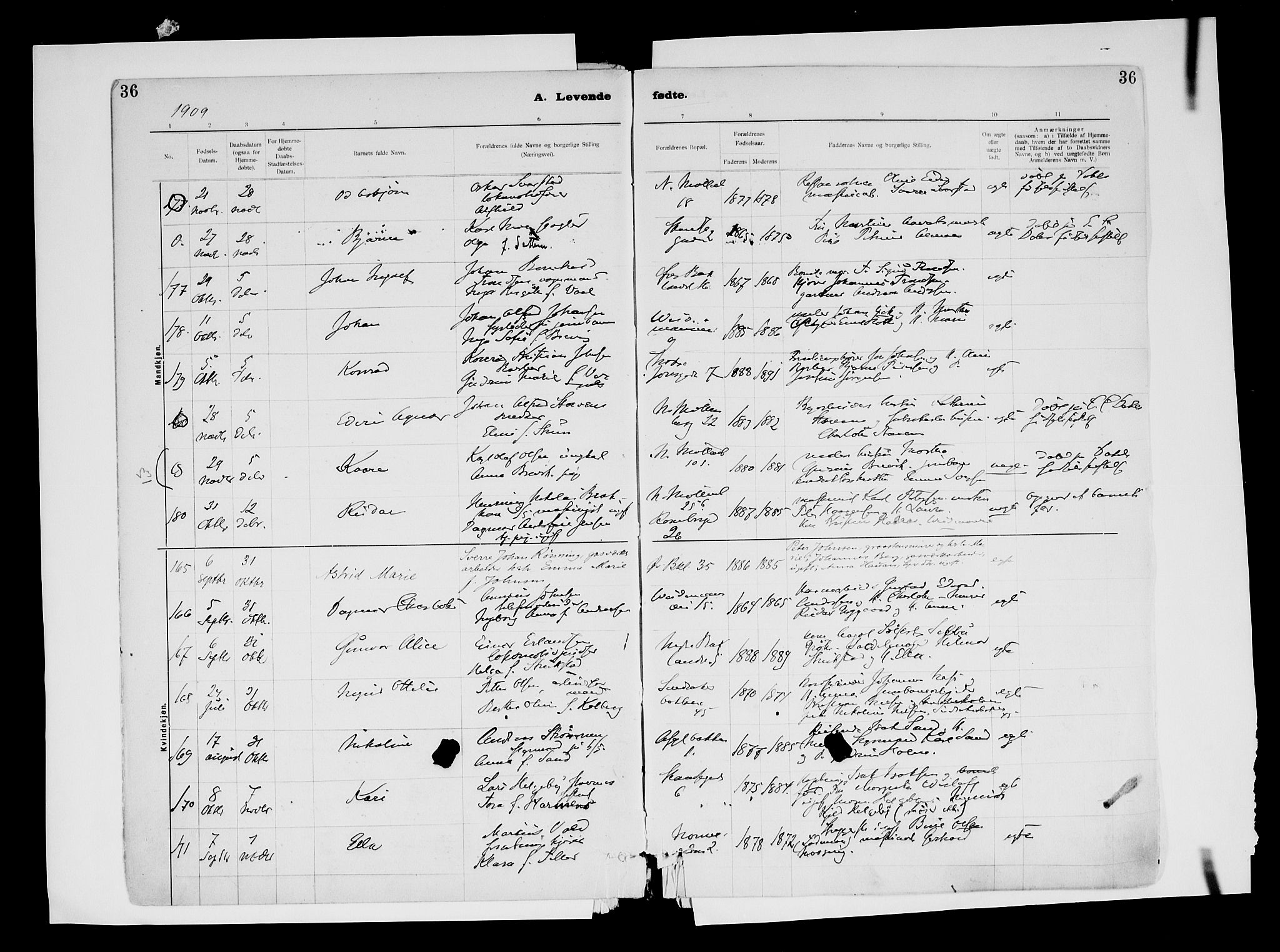 Ministerialprotokoller, klokkerbøker og fødselsregistre - Sør-Trøndelag, AV/SAT-A-1456/604/L0203: Parish register (official) no. 604A23, 1908-1916, p. 36