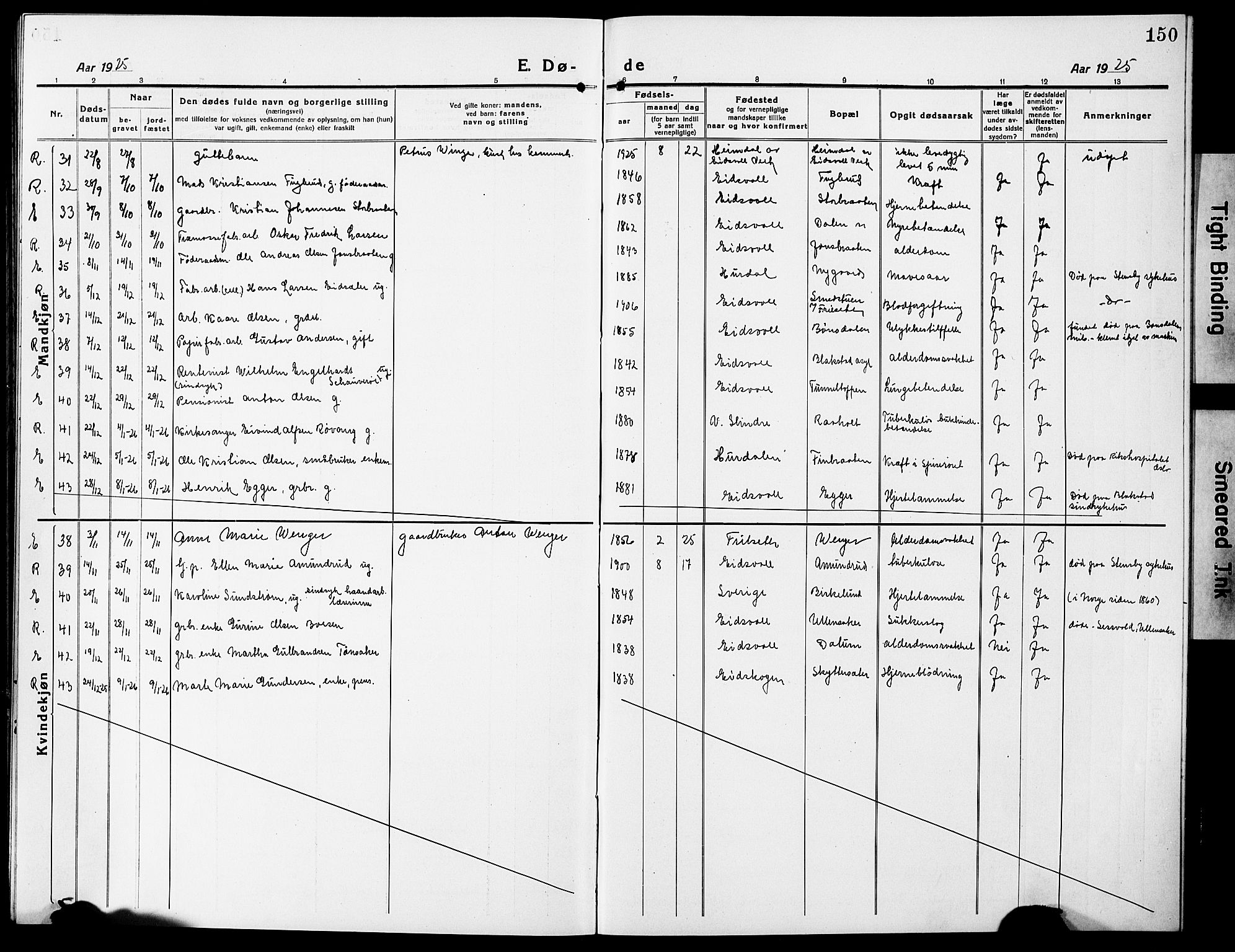 Eidsvoll prestekontor Kirkebøker, AV/SAO-A-10888/G/Ga/L0009: Parish register (copy) no. I 9, 1914-1927, p. 150