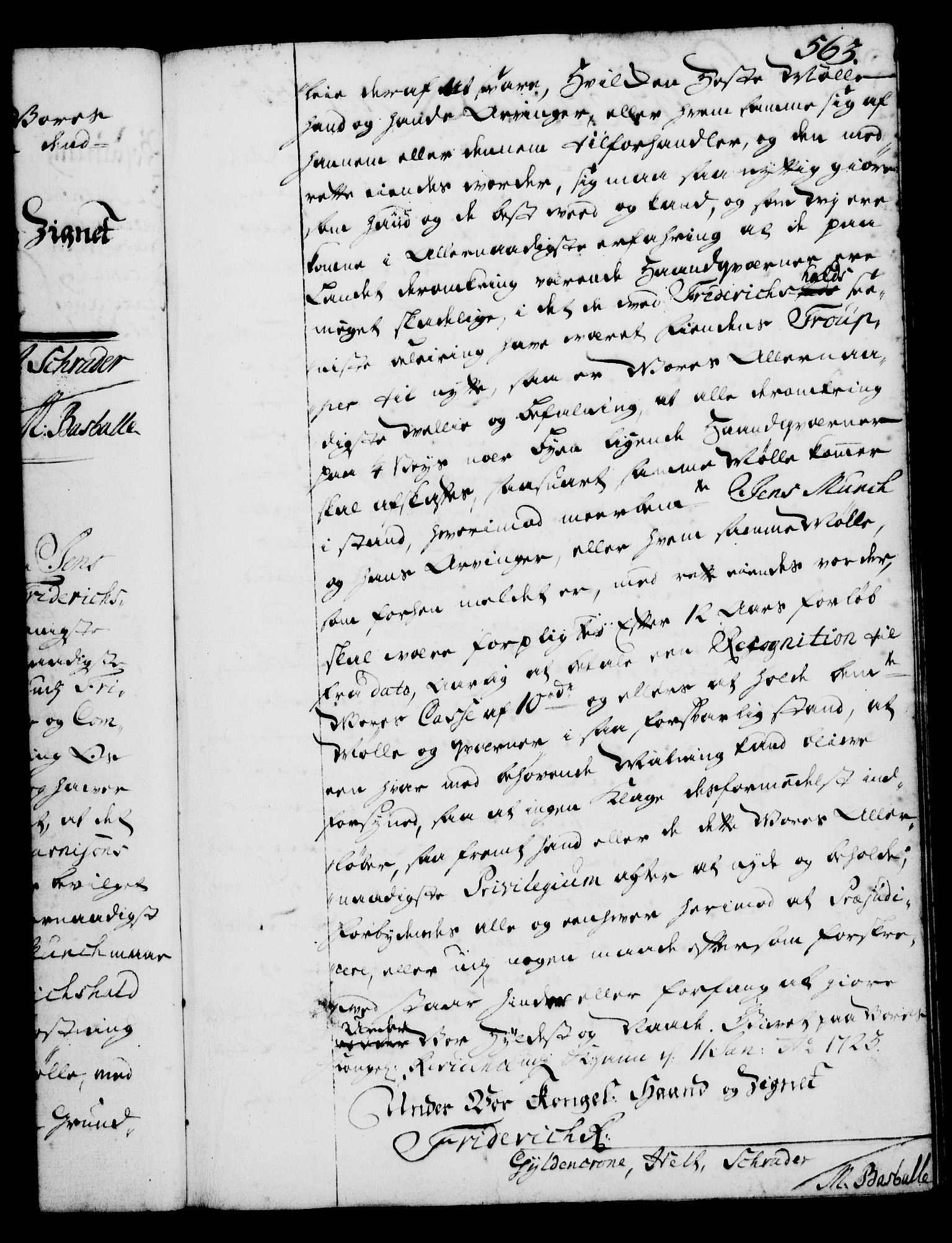 Rentekammeret, Kammerkanselliet, RA/EA-3111/G/Gg/Gga/L0001: Norsk ekspedisjonsprotokoll med register (merket RK 53.1), 1720-1723, p. 563