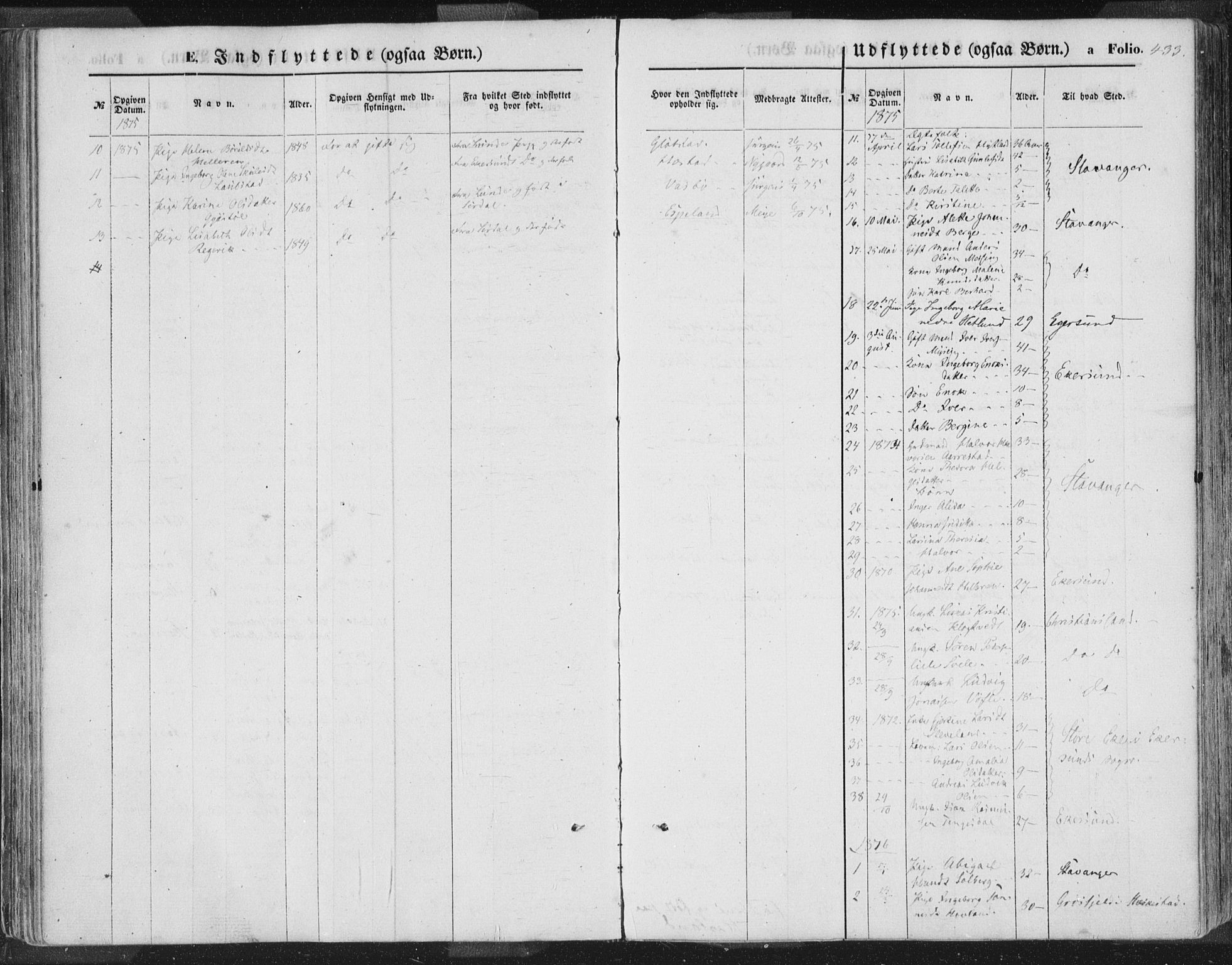 Helleland sokneprestkontor, AV/SAST-A-101810: Parish register (official) no. A 7.2, 1863-1886, p. 433