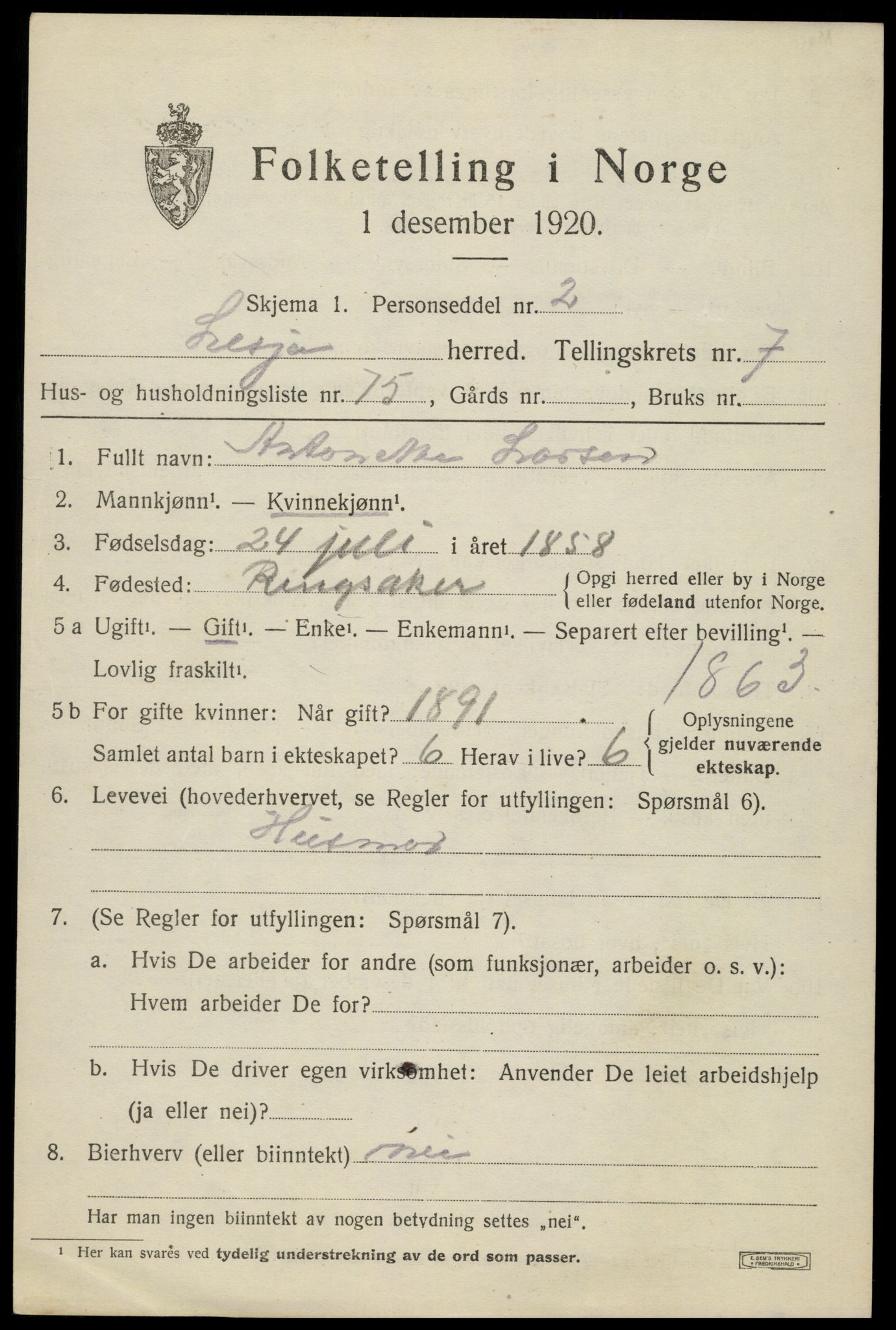 SAH, 1920 census for Lesja, 1920, p. 4700