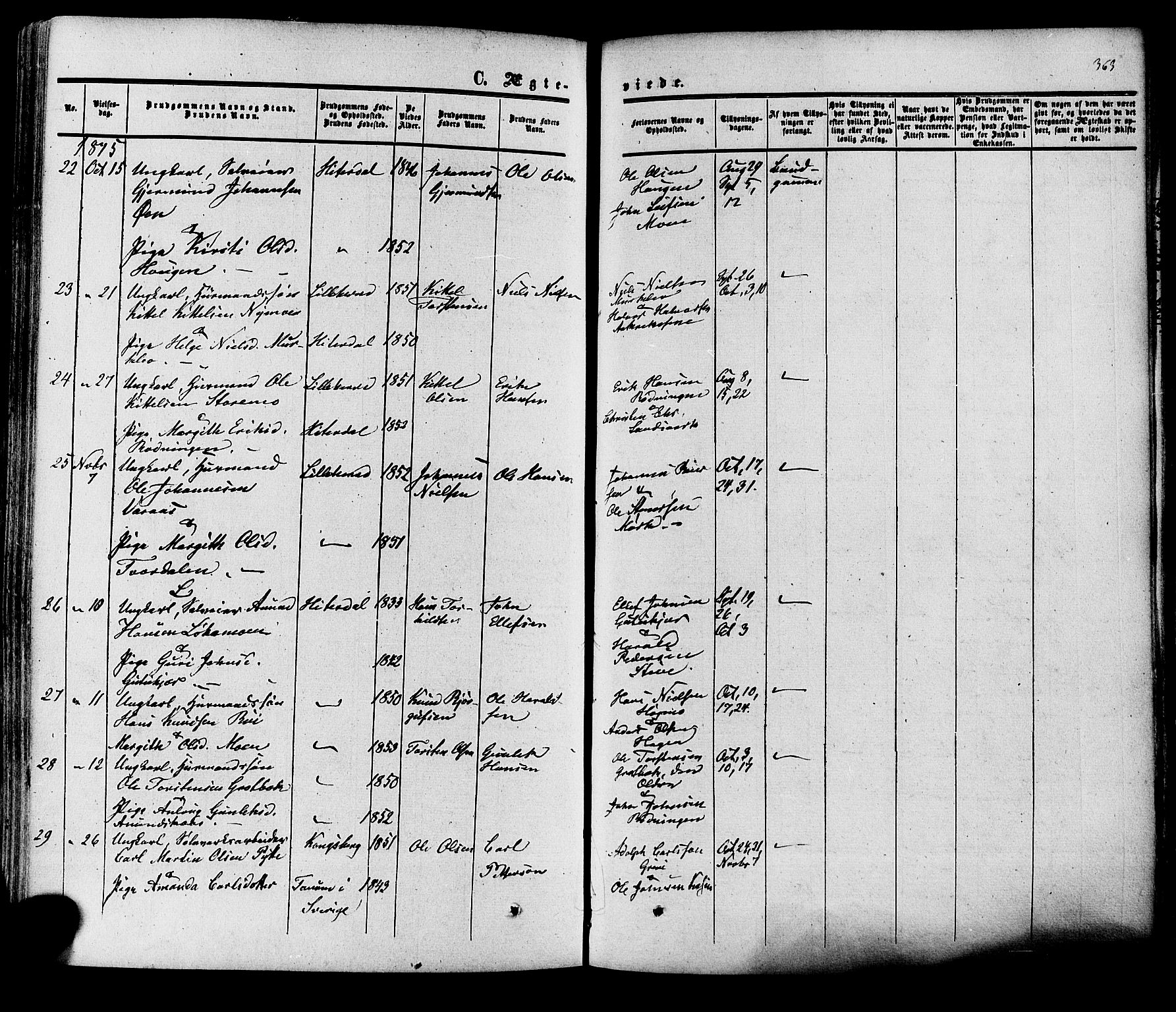 Heddal kirkebøker, SAKO/A-268/F/Fa/L0007: Parish register (official) no. I 7, 1855-1877, p. 363