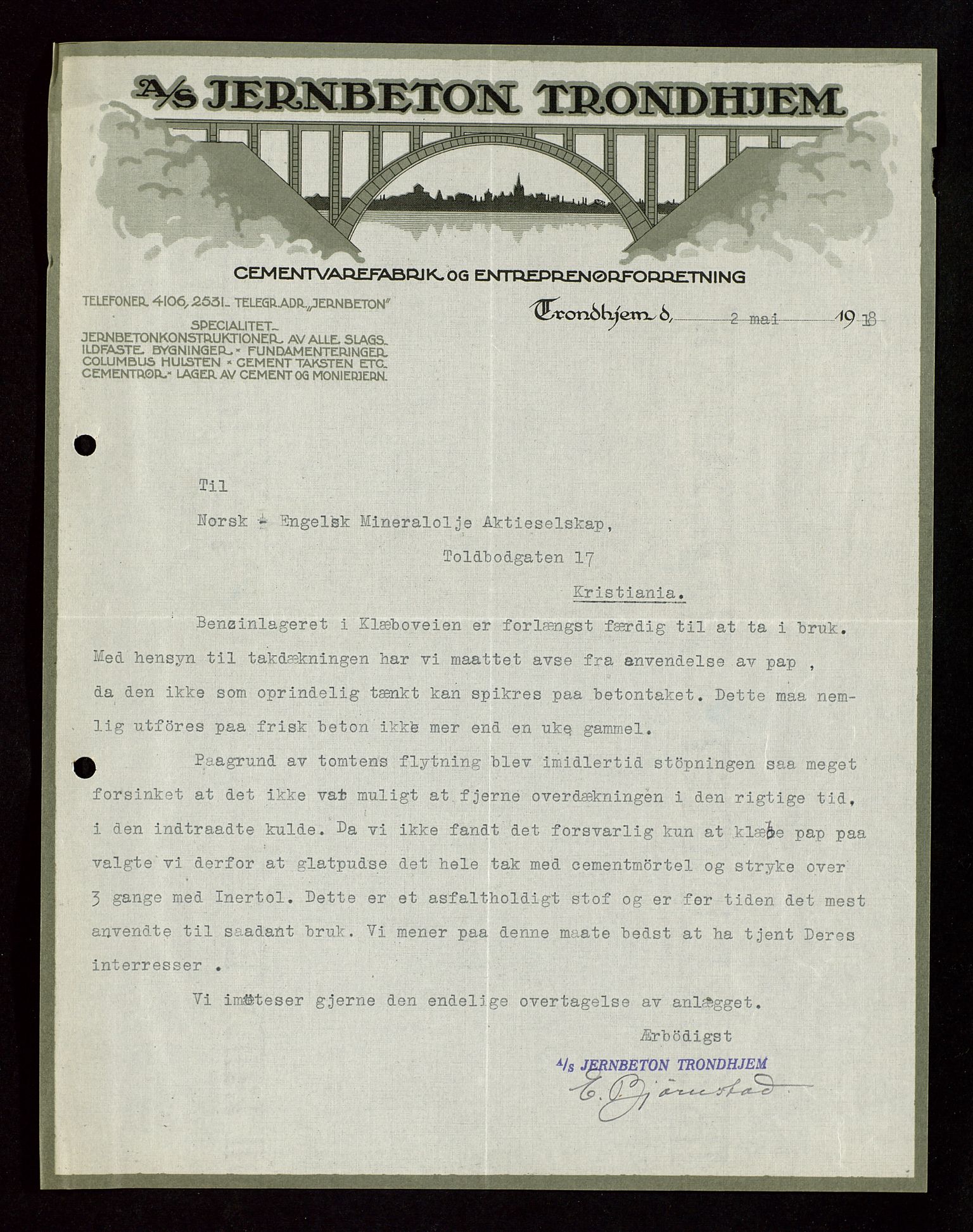 Pa 1521 - A/S Norske Shell, AV/SAST-A-101915/E/Ea/Eaa/L0003: Sjefskorrespondanse, 1918, p. 91