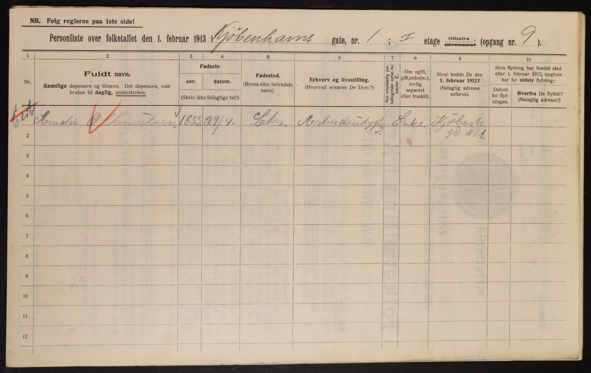 OBA, Municipal Census 1913 for Kristiania, 1913, p. 54731