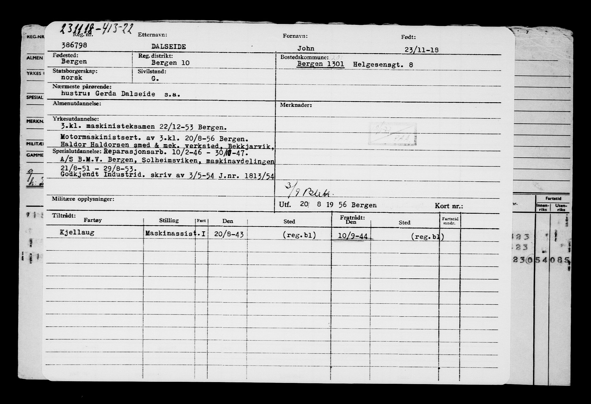 Direktoratet for sjømenn, RA/S-3545/G/Gb/L0164: Hovedkort, 1918, p. 230