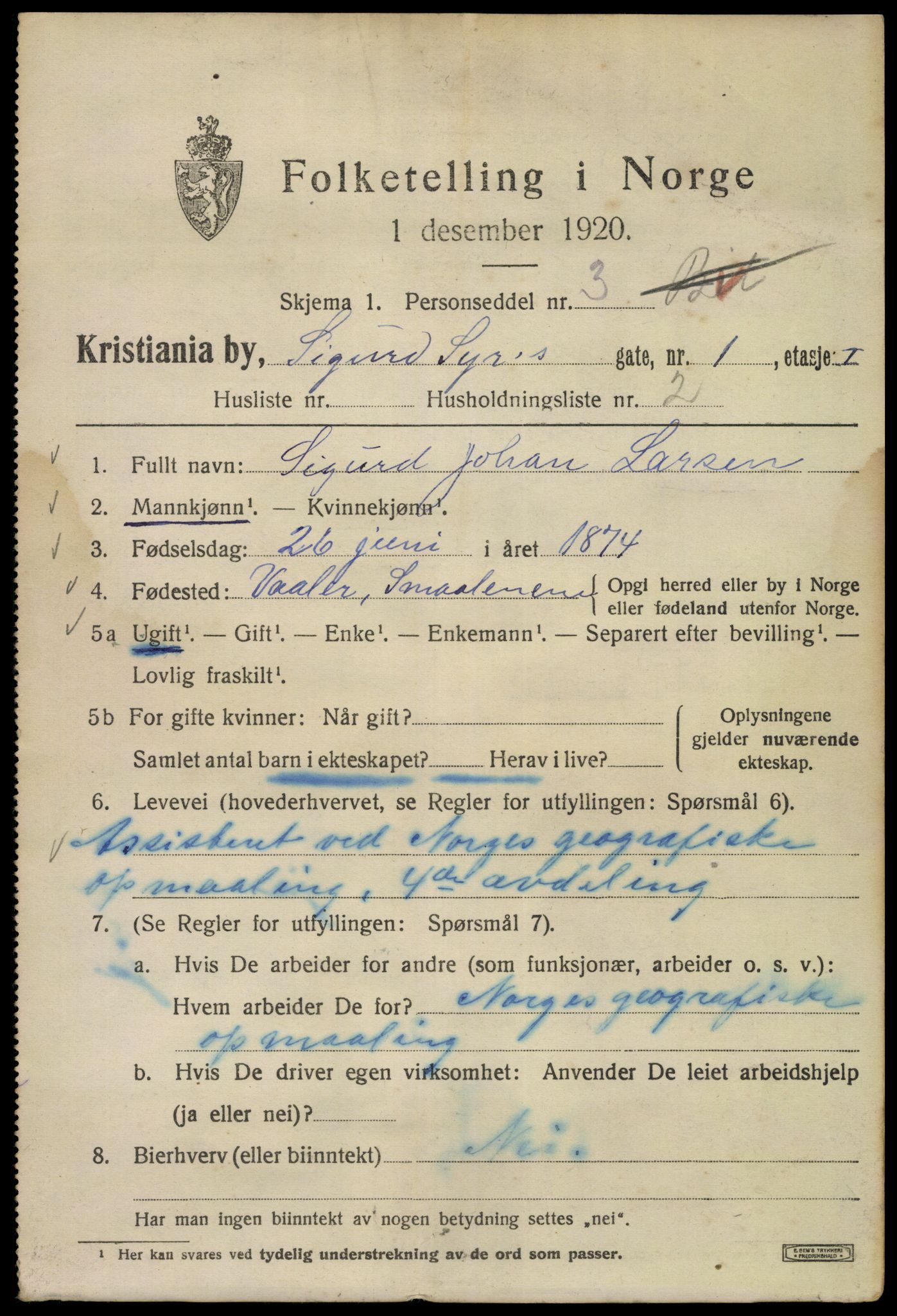 SAO, 1920 census for Kristiania, 1920, p. 510025