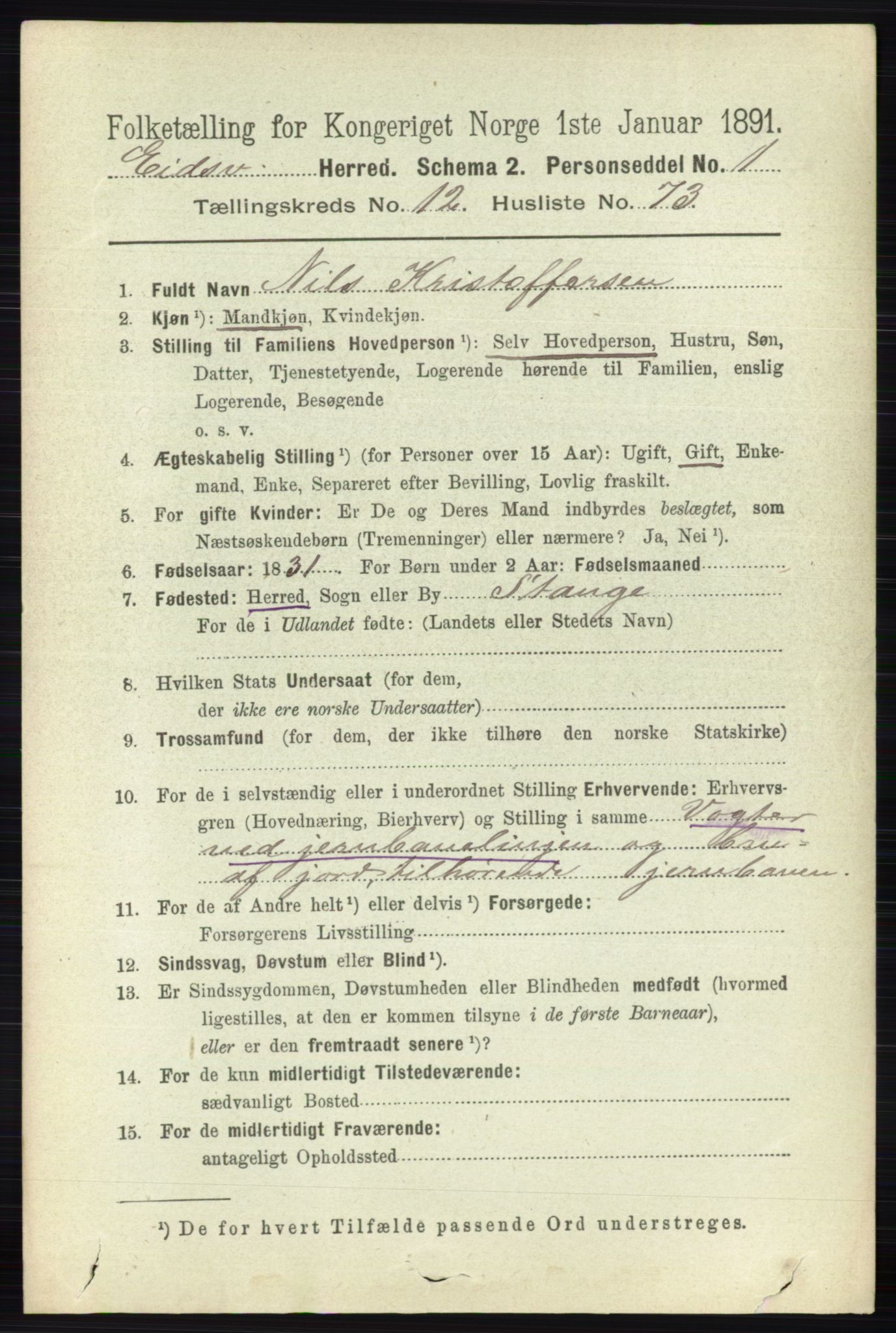 RA, 1891 census for 0237 Eidsvoll, 1891, p. 8935