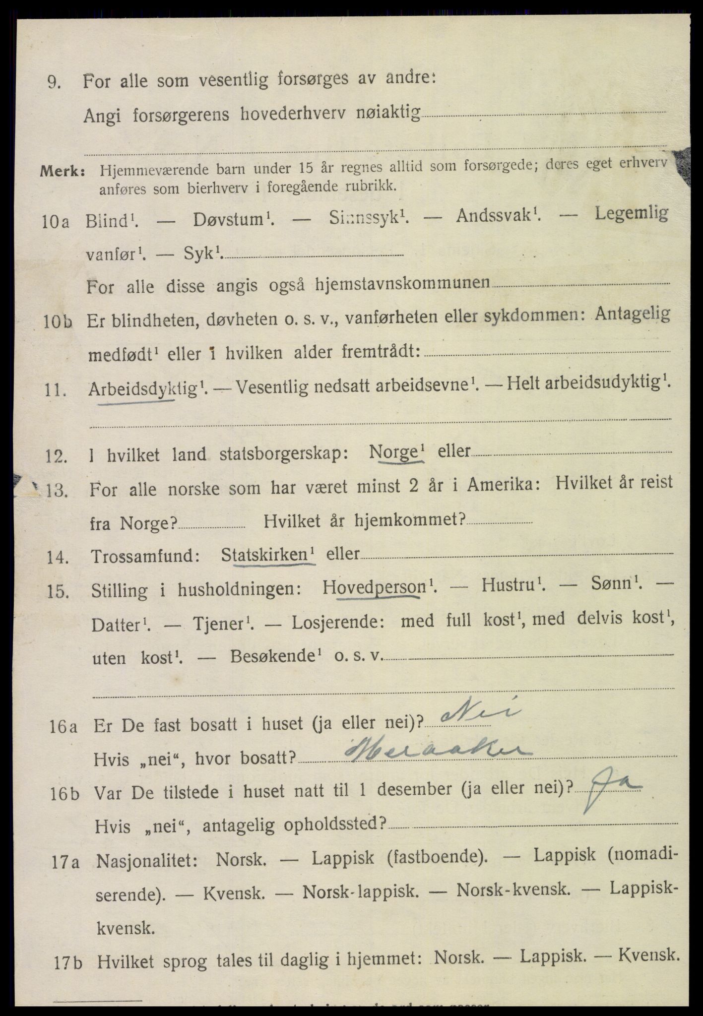 SAT, 1920 census for Meråker, 1920, p. 5973