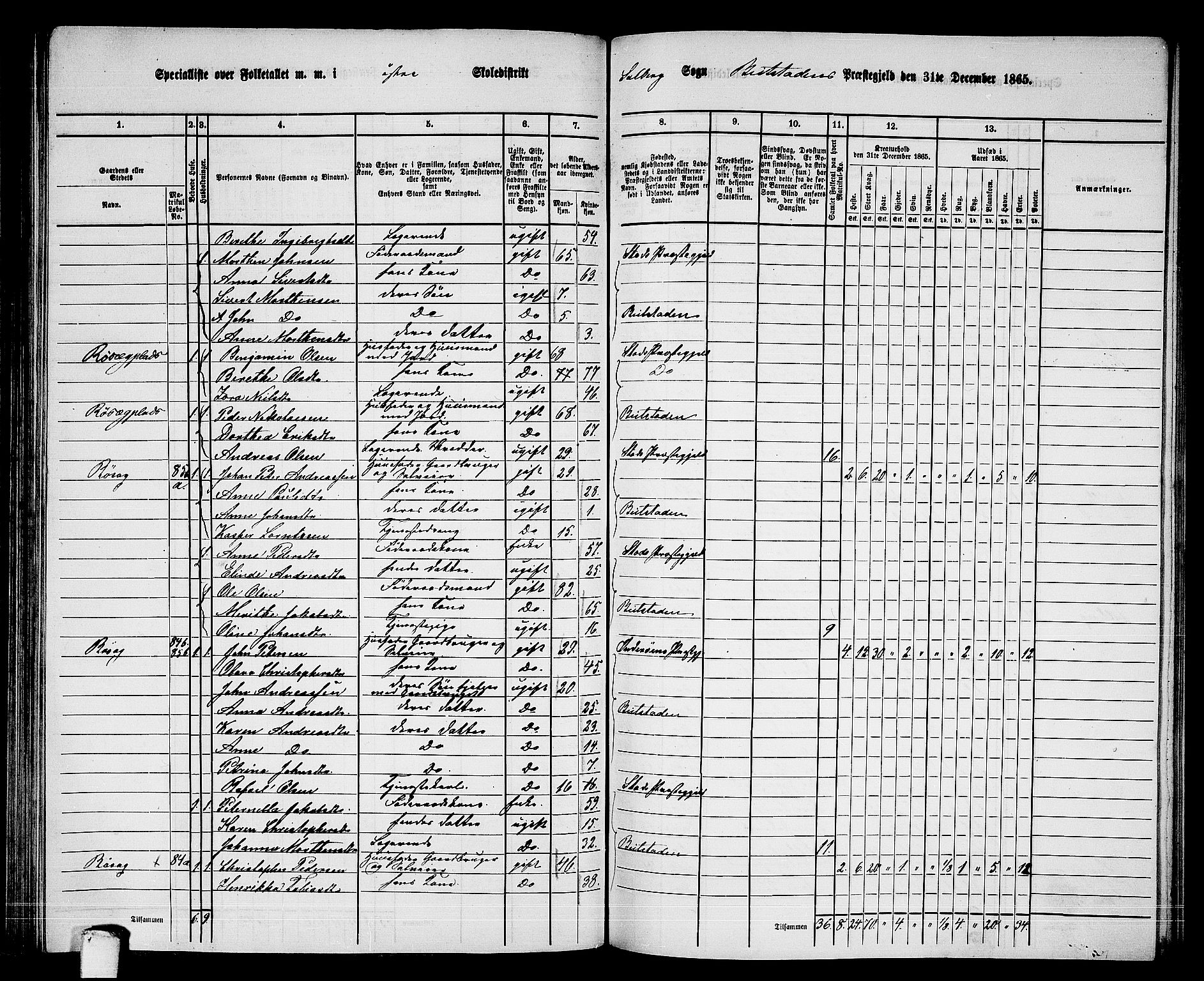 RA, 1865 census for Beitstad, 1865, p. 96