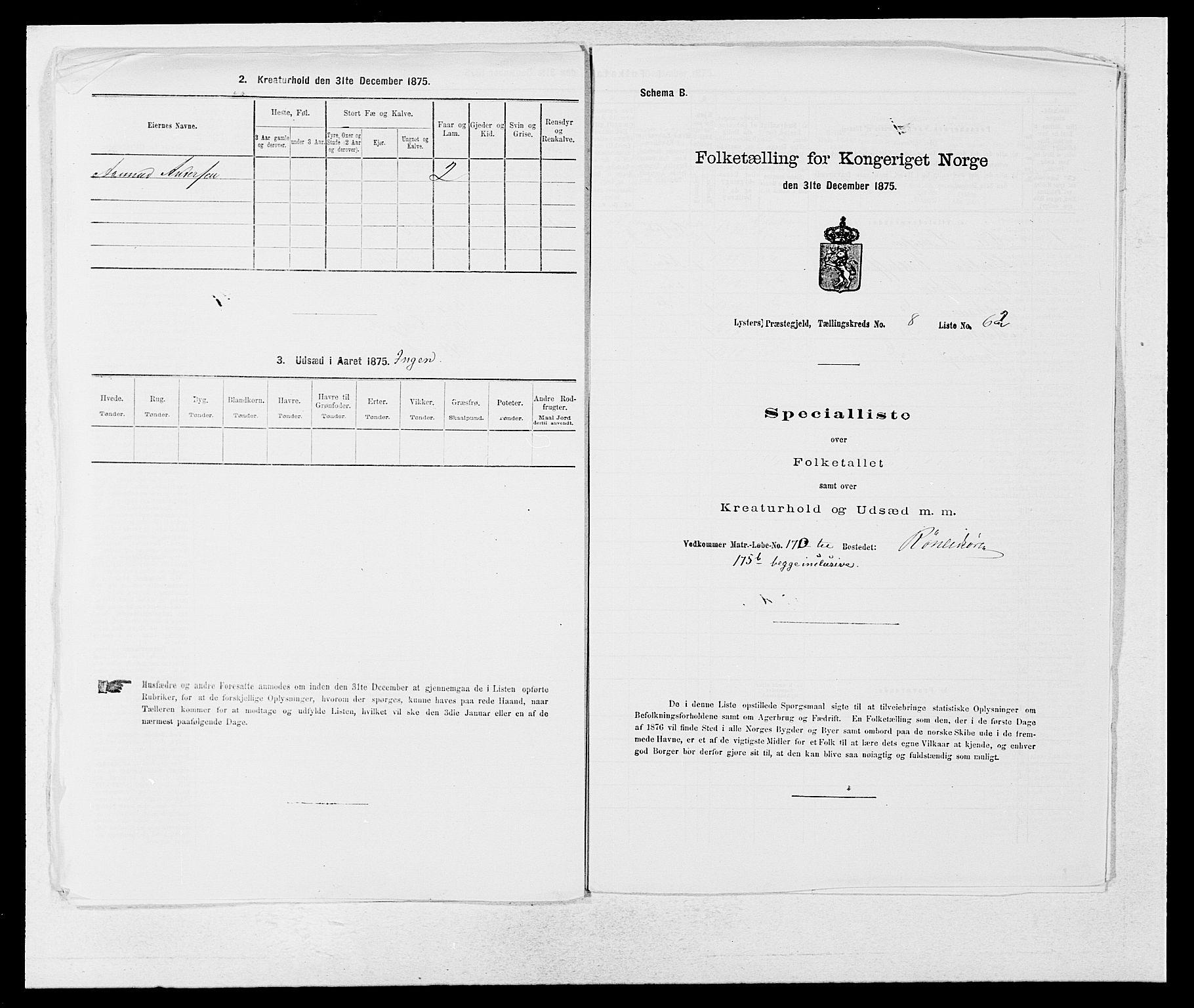 SAB, 1875 census for 1426P Luster, 1875, p. 1407