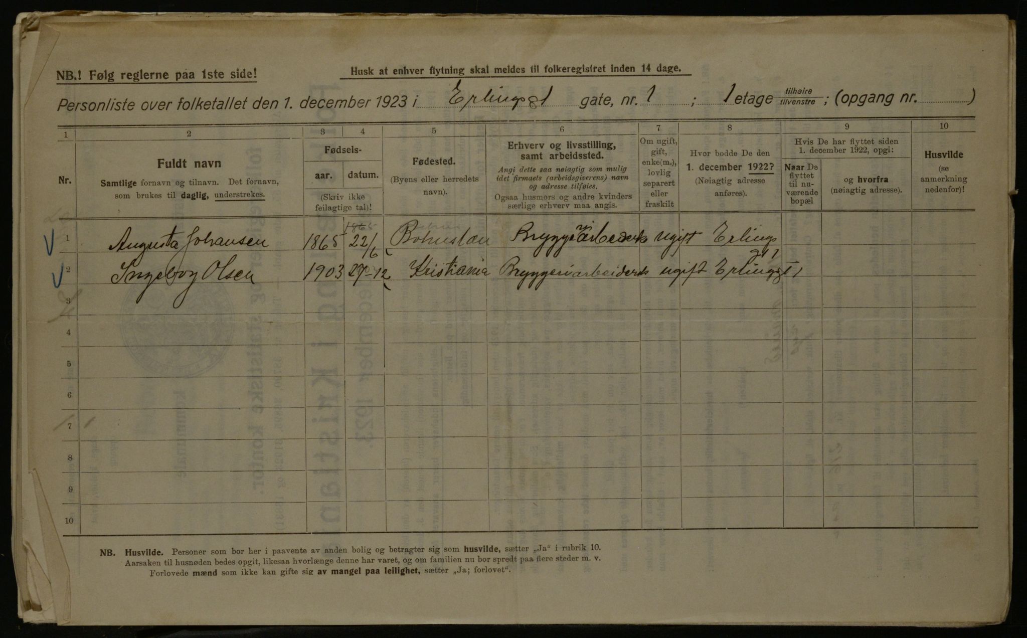 OBA, Municipal Census 1923 for Kristiania, 1923, p. 24746