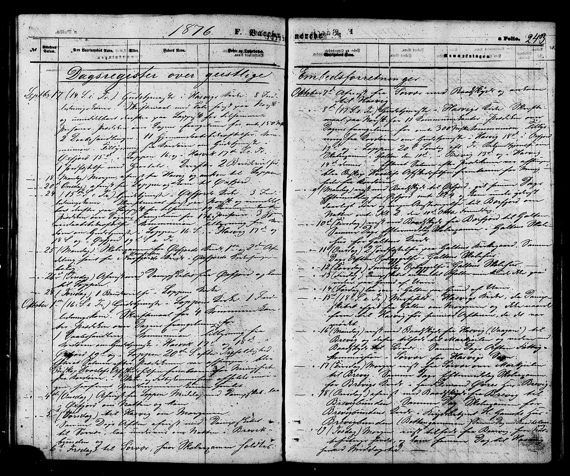 Loppa sokneprestkontor, SATØ/S-1339/H/Ha/L0005kirke: Parish register (official) no. 5, 1869-1878, p. 243