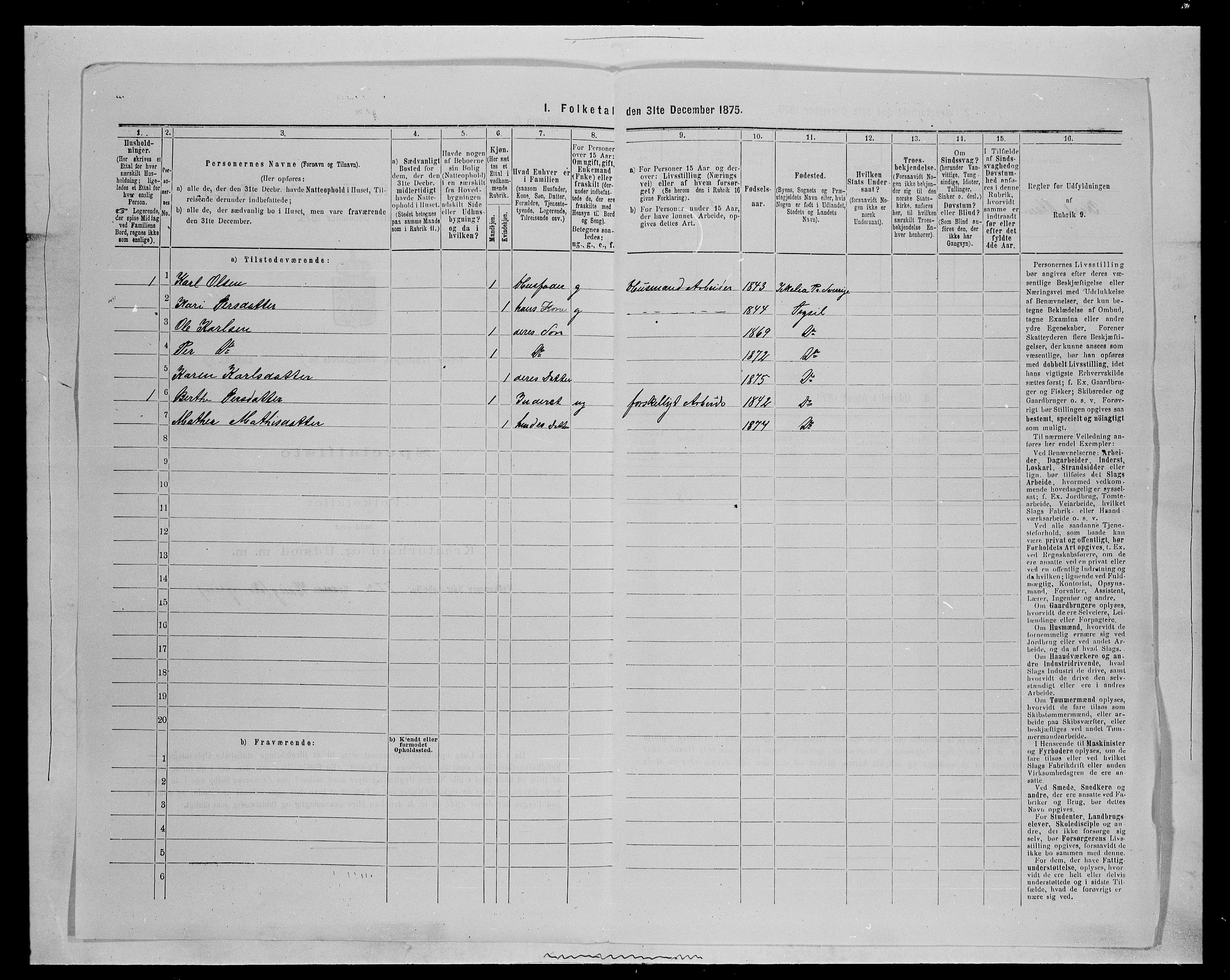 SAH, 1875 census for 0428P Trysil, 1875, p. 950