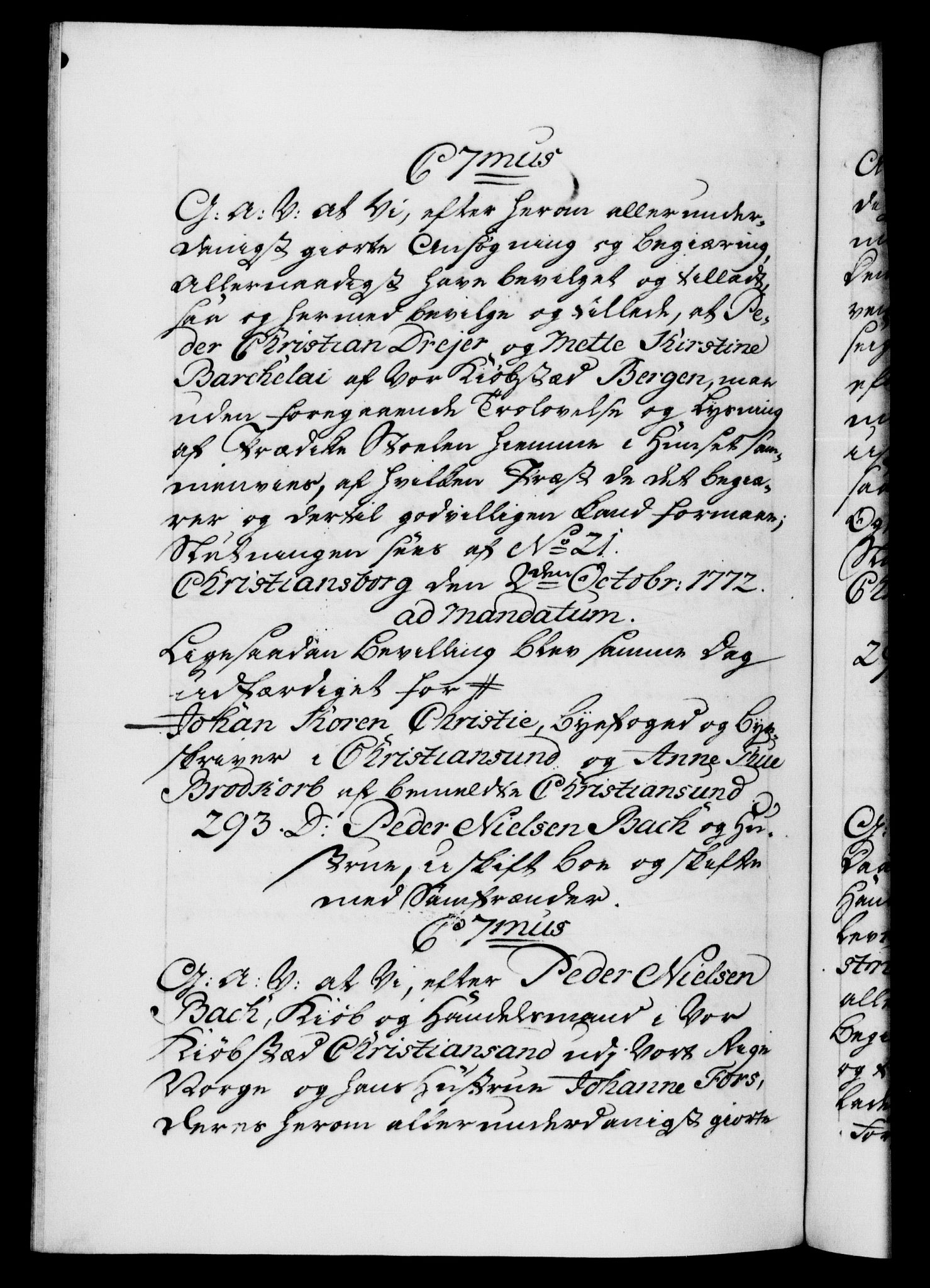 Danske Kanselli 1572-1799, AV/RA-EA-3023/F/Fc/Fca/Fcaa/L0045: Norske registre "Norske eller 3. dept.s åpne brev, 1771-1773, p. 422b