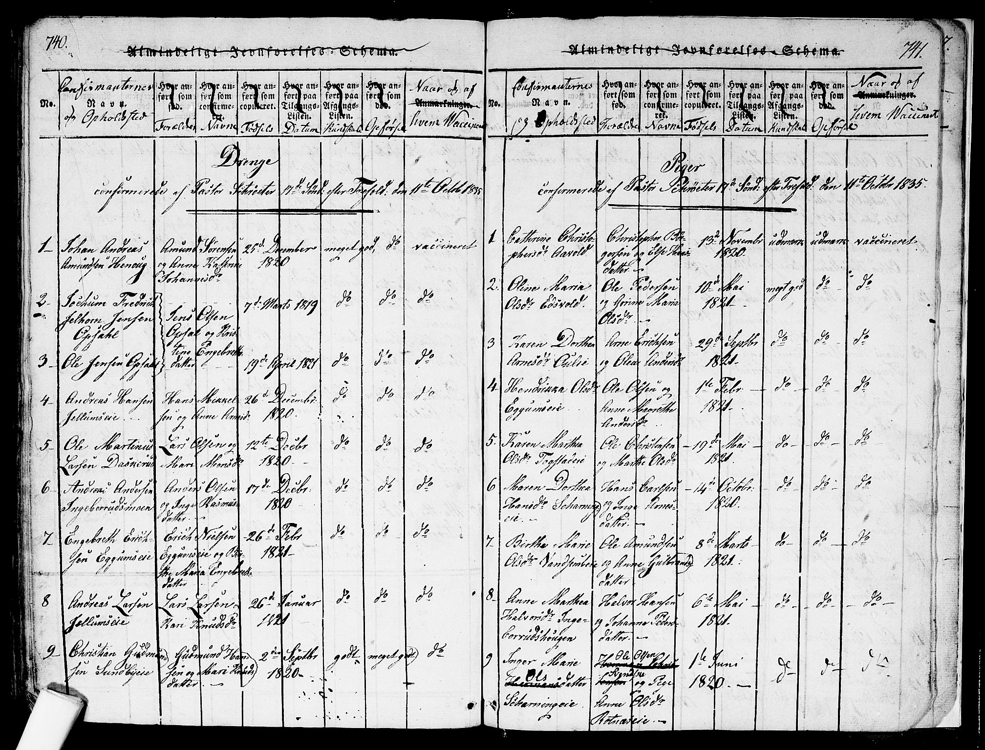 Nes prestekontor Kirkebøker, AV/SAO-A-10410/F/Fa/L0005: Parish register (official) no. I 5, 1815-1835, p. 740-741