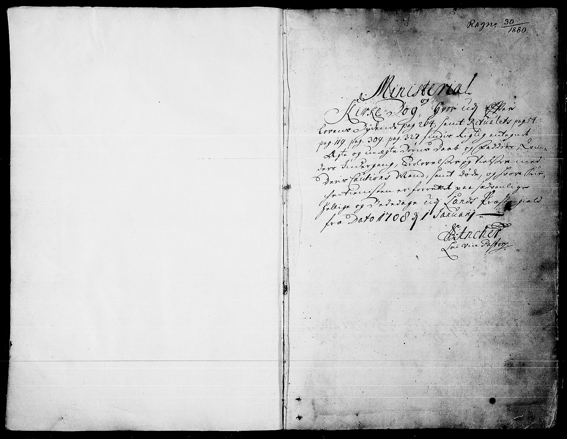Land prestekontor, SAH/PREST-120/H/Ha/Haa/L0001: Parish register (official) no. 1, 1708-1732