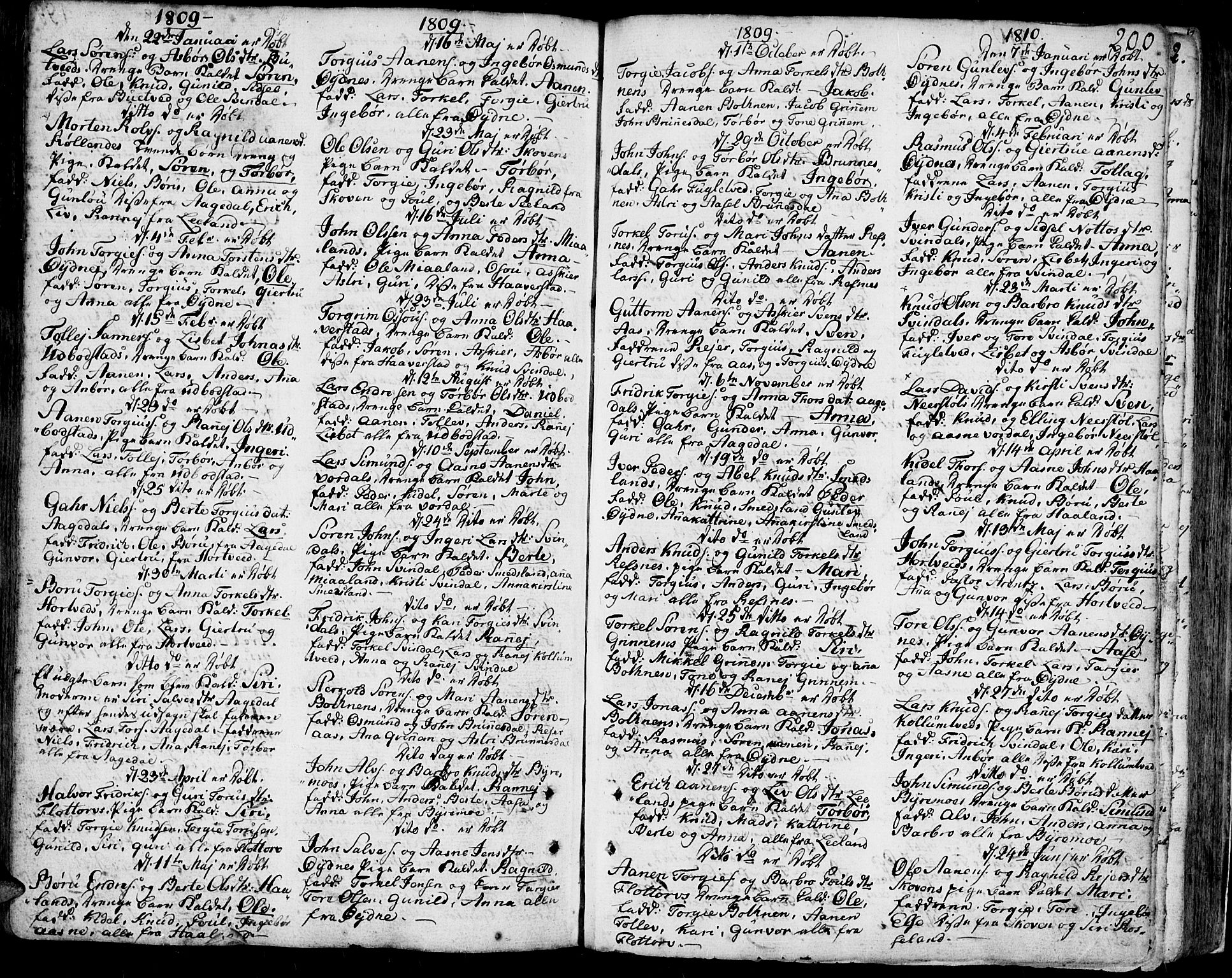 Bjelland sokneprestkontor, SAK/1111-0005/F/Fa/Faa/L0001: Parish register (official) no. A 1 /3, 1793-1815, p. 200