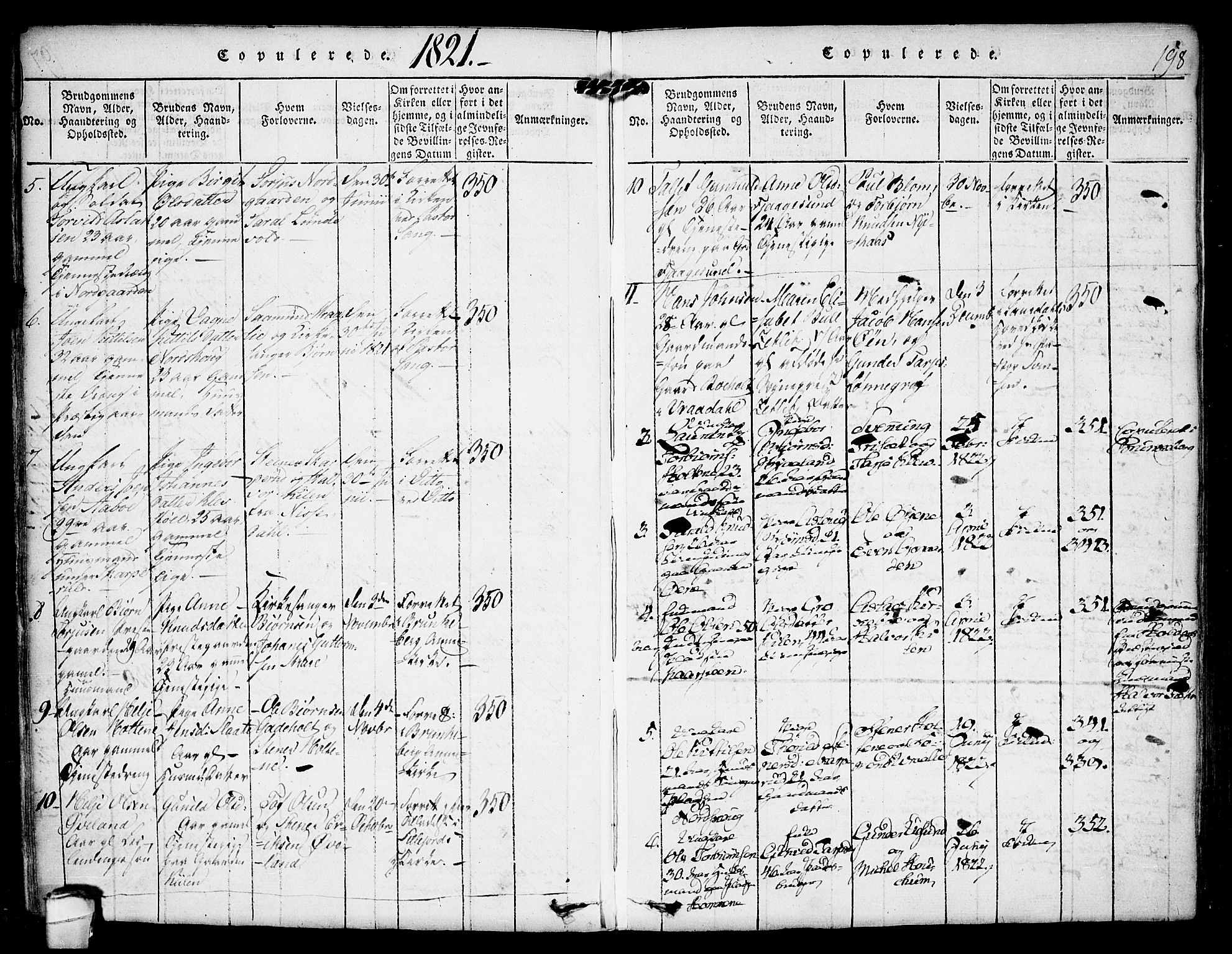 Kviteseid kirkebøker, SAKO/A-276/F/Fa/L0005: Parish register (official) no. I 5, 1815-1836, p. 198