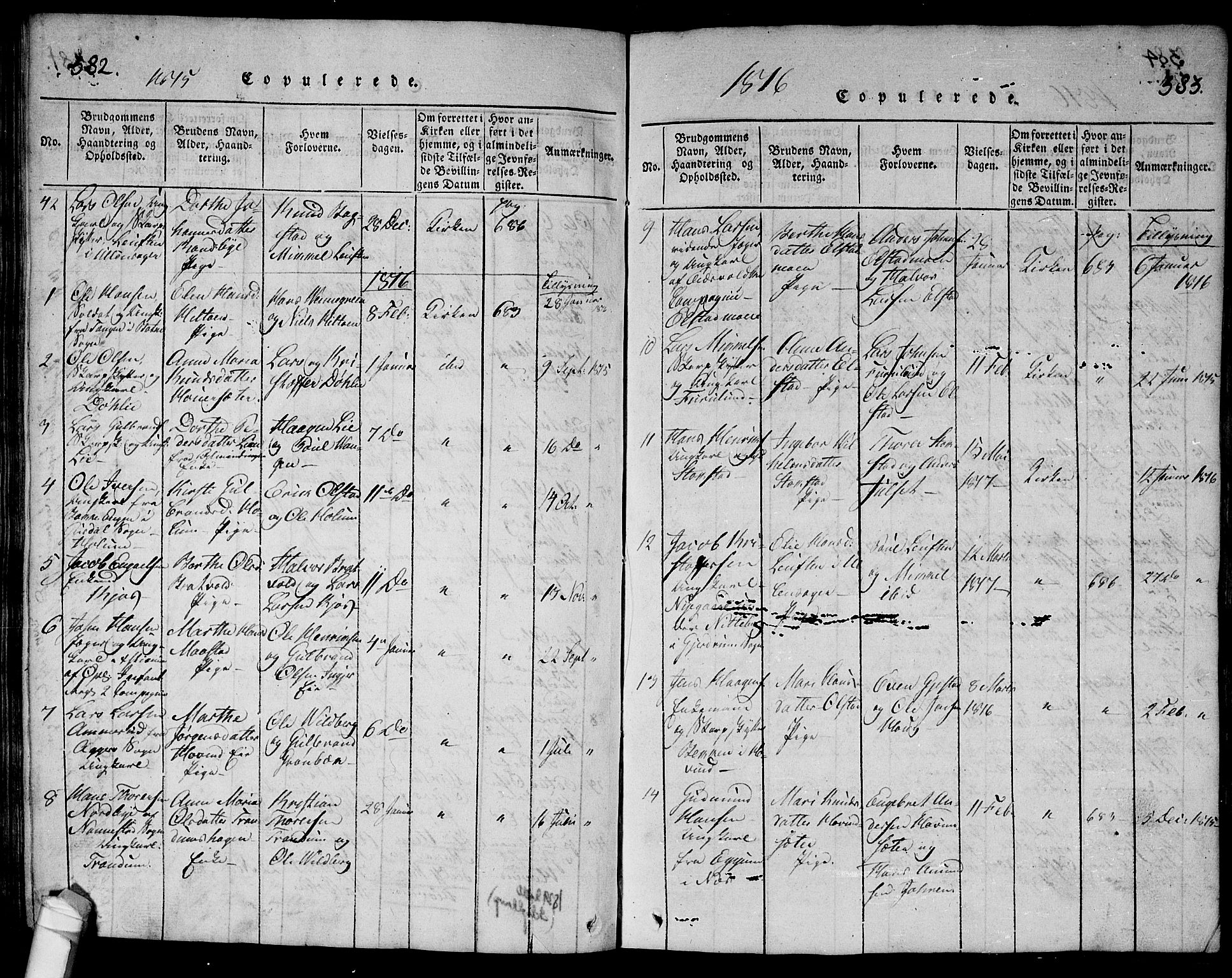 Ullensaker prestekontor Kirkebøker, SAO/A-10236a/G/Ga/L0001: Parish register (copy) no. I 1, 1815-1835, p. 382-383