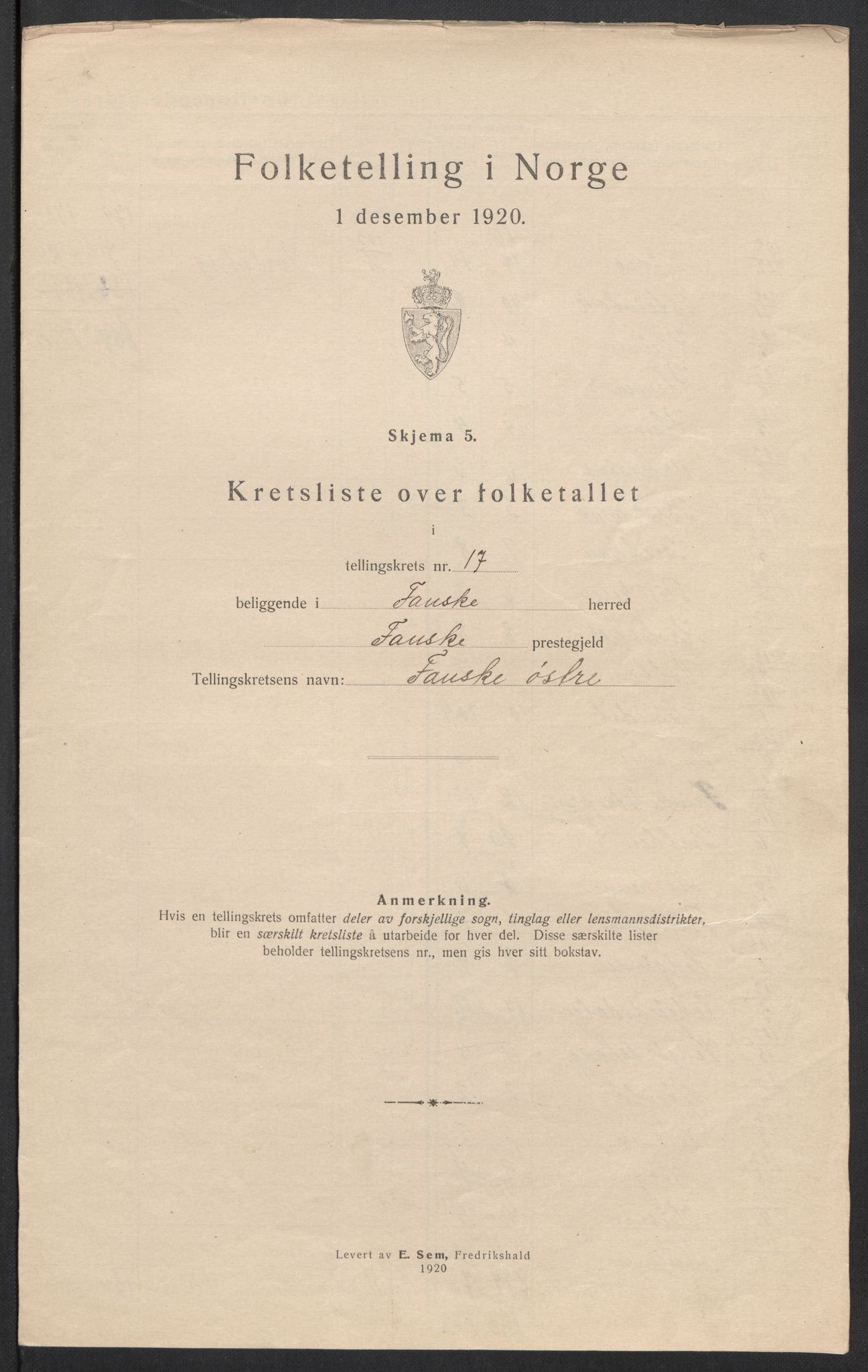 SAT, 1920 census for Fauske, 1920, p. 54