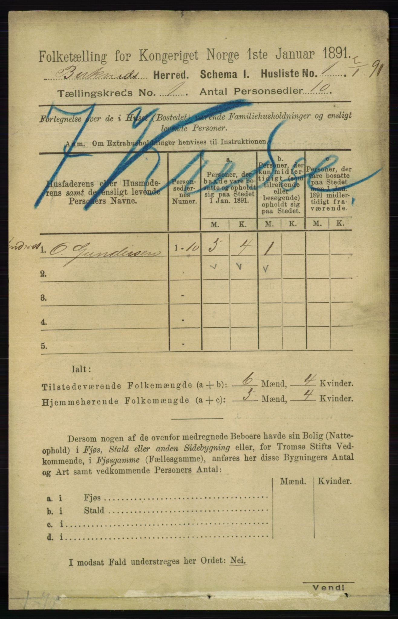 RA, 1891 Census for 0928 Birkenes, 1891, p. 21