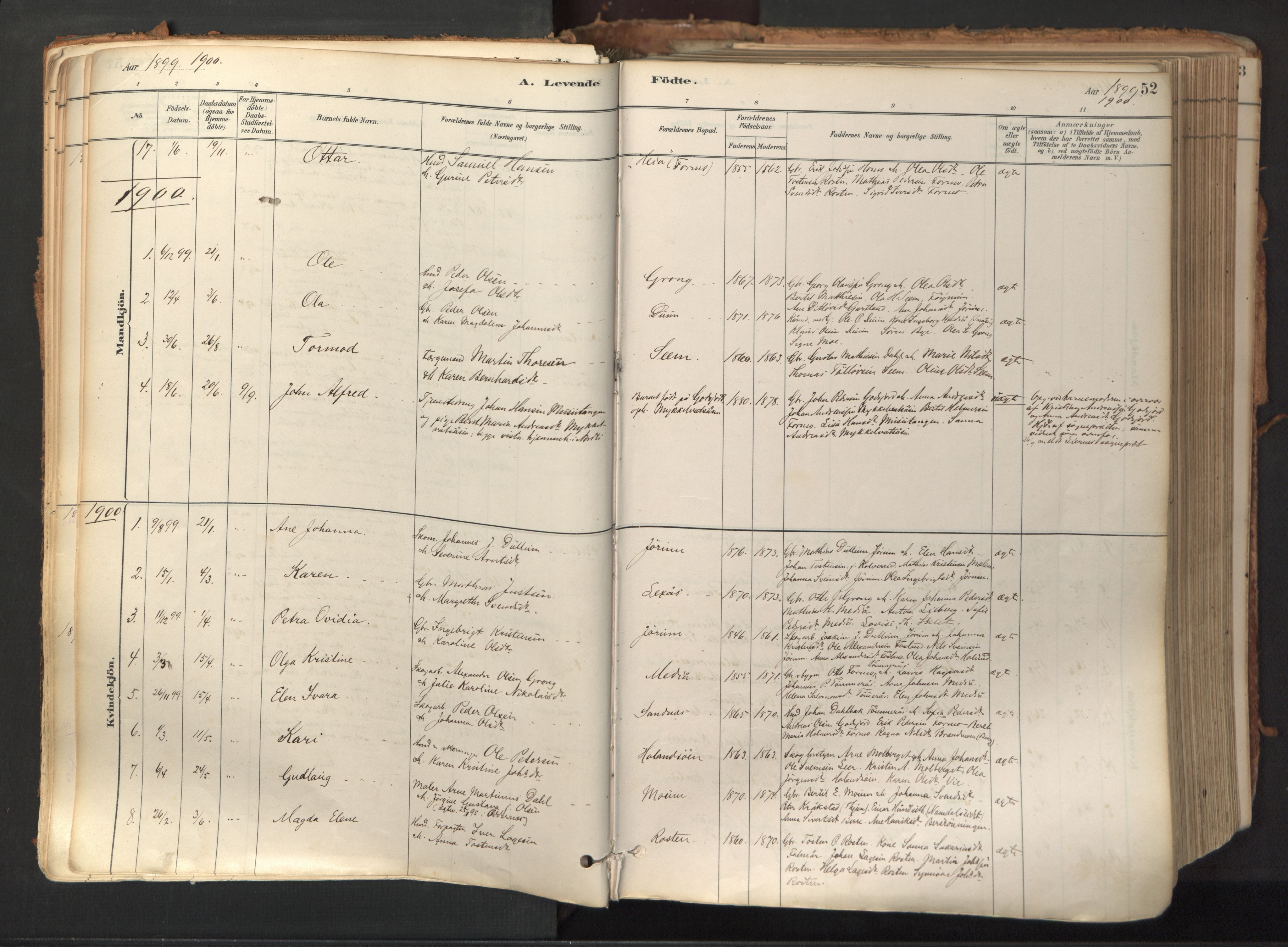 Ministerialprotokoller, klokkerbøker og fødselsregistre - Nord-Trøndelag, AV/SAT-A-1458/758/L0519: Parish register (official) no. 758A04, 1880-1926, p. 52