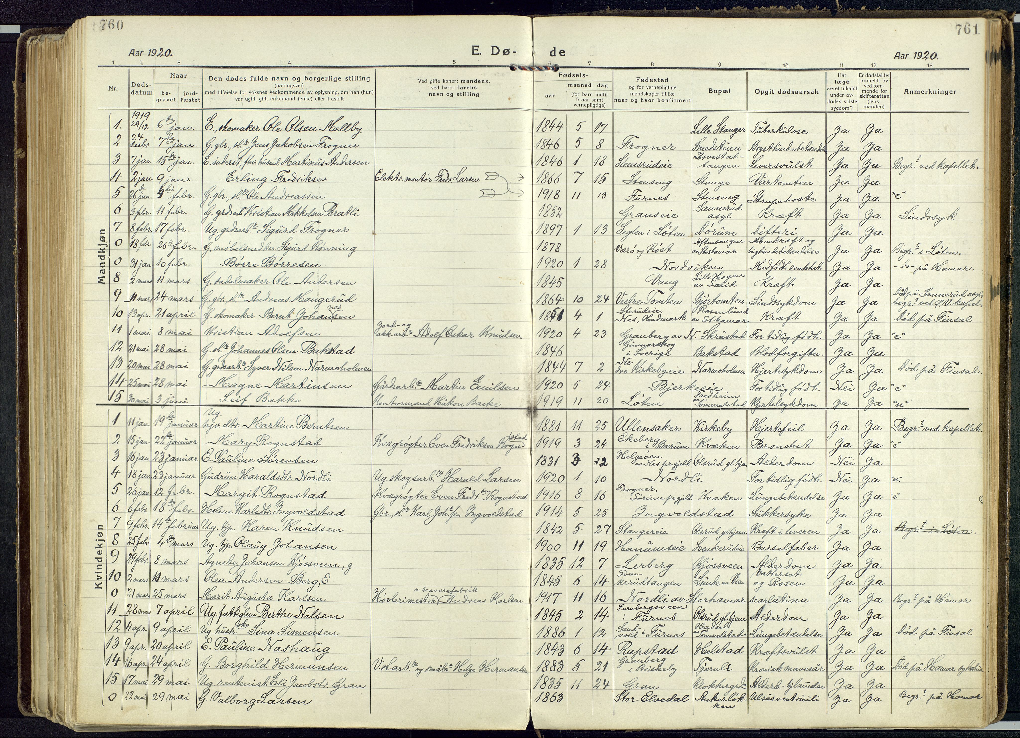 Vang prestekontor, Hedmark, SAH/PREST-008/H/Ha/Haa/L0022: Parish register (official) no. 22, 1918-1944, p. 760-761